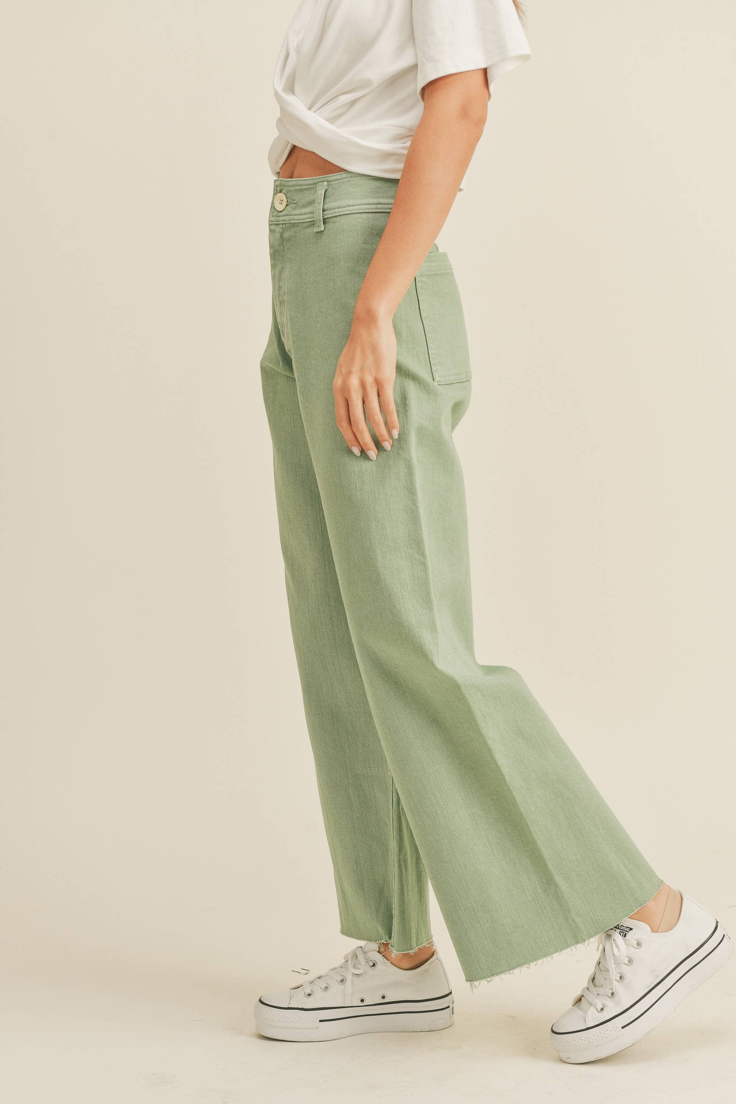 MMP623 STRAIGHT WIDE LEG DENIM PANTS: DENIM