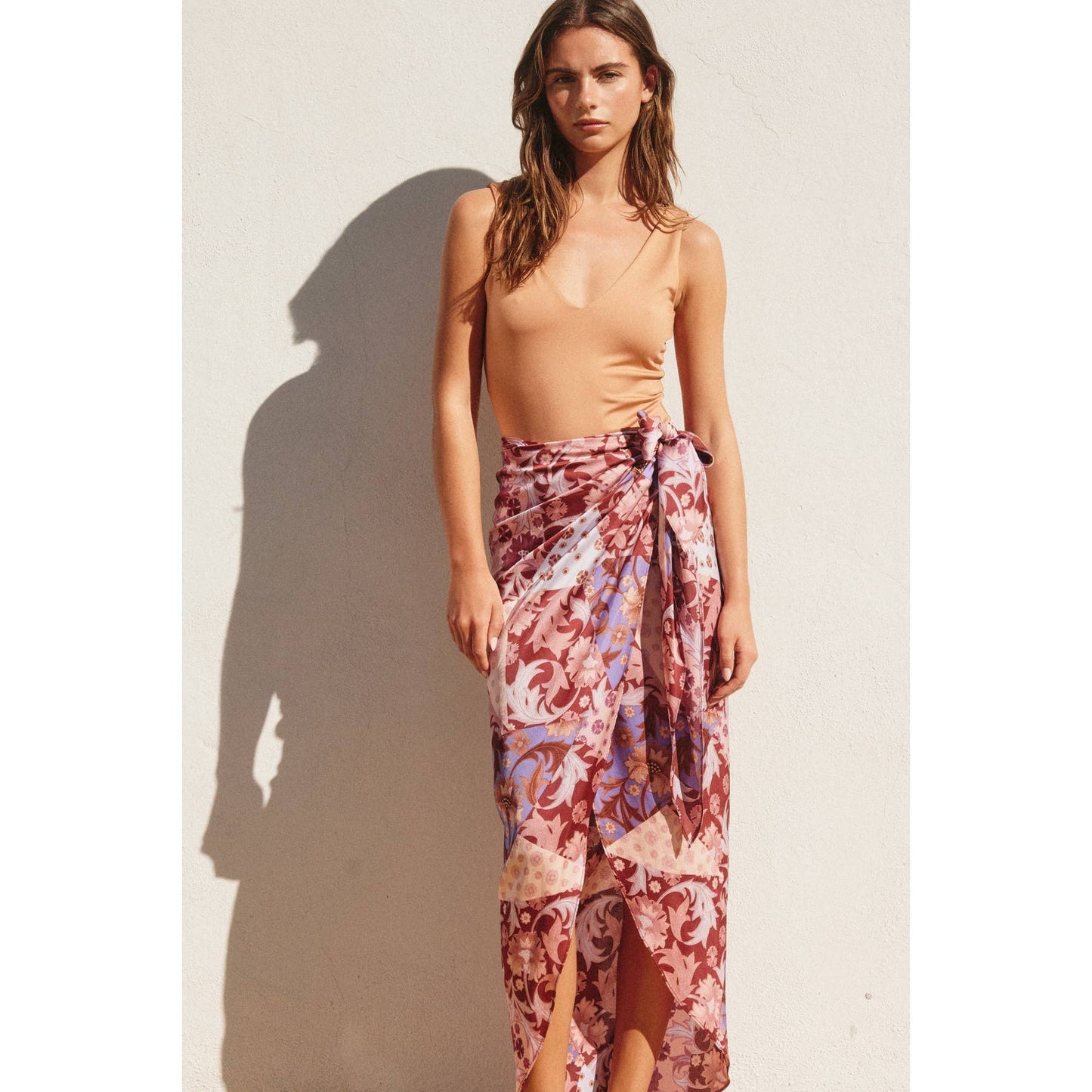 FS10007_1 Kleos Vacation Sarong Maxi Skirt: PLUM VIOLET