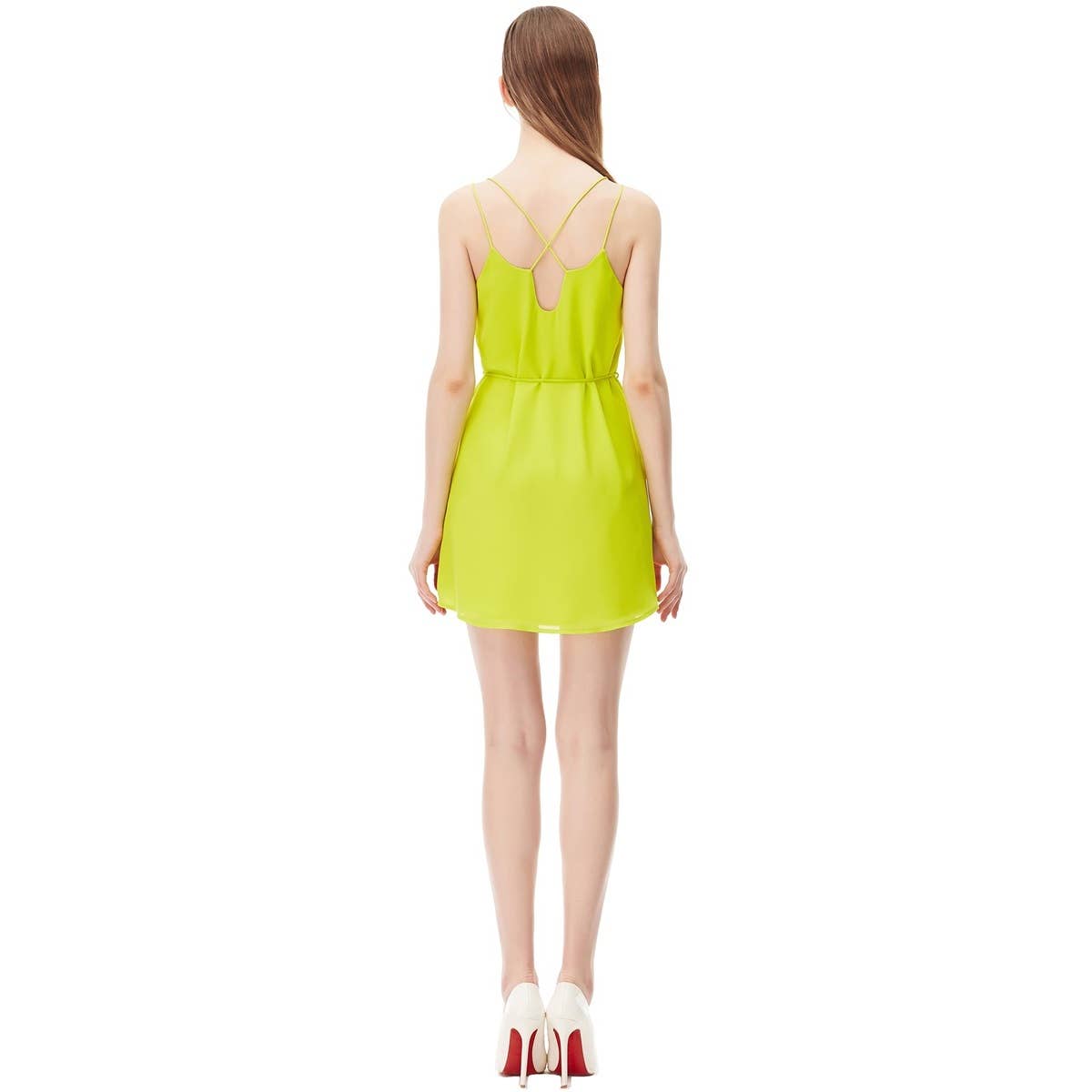V-neck Strappy Cross Back Dress Woven: Cream / MD102381