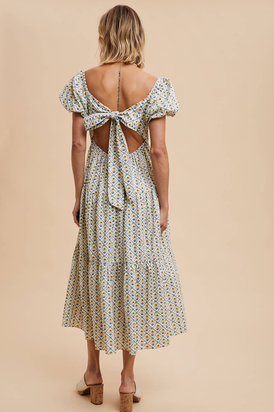 COTTON FLORAL SWEETHEART MAXI DRESS: DAFFODIL / ILD5665