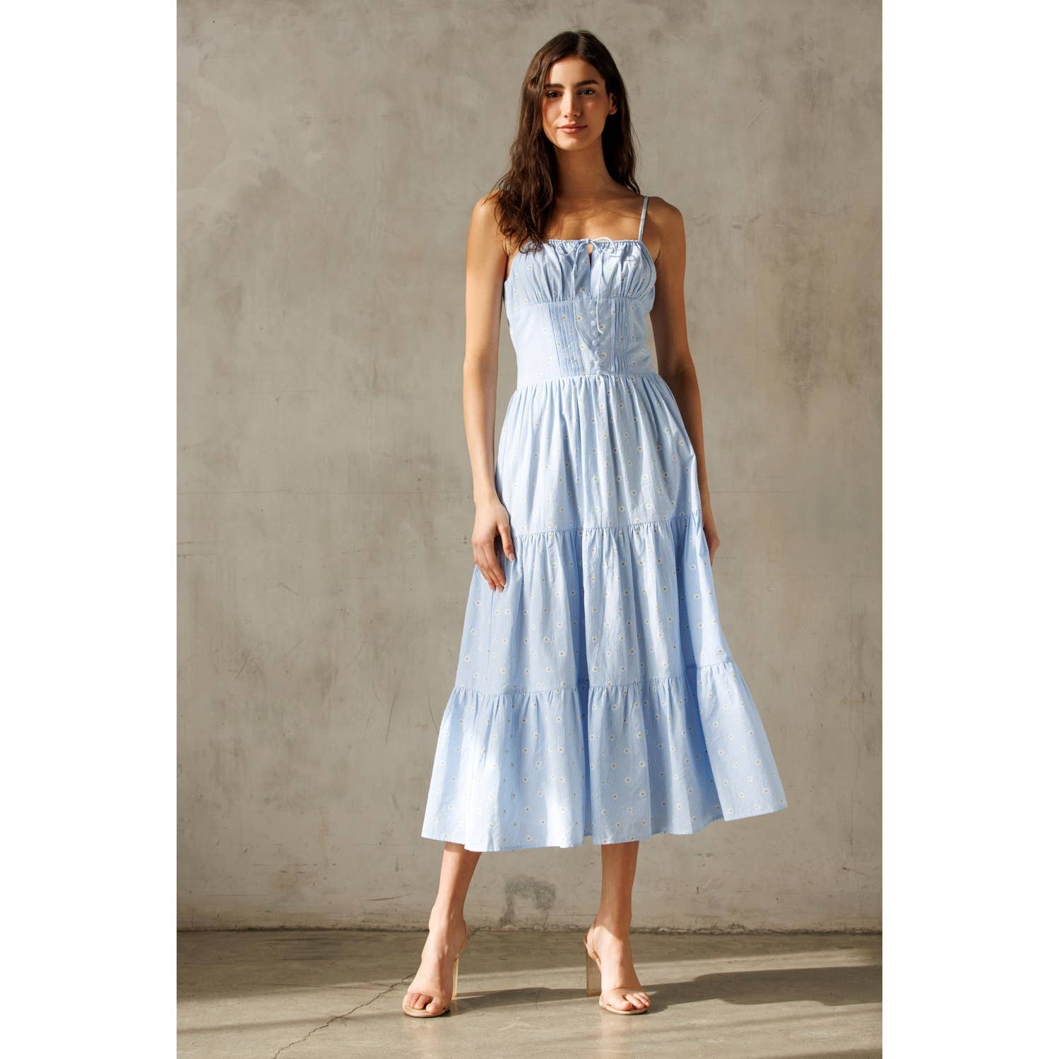 knee length dresses for ladies BLUE WHITE FLORAL: BLUE/ WHITE JD7633 – Sugar Sugar Hawaii