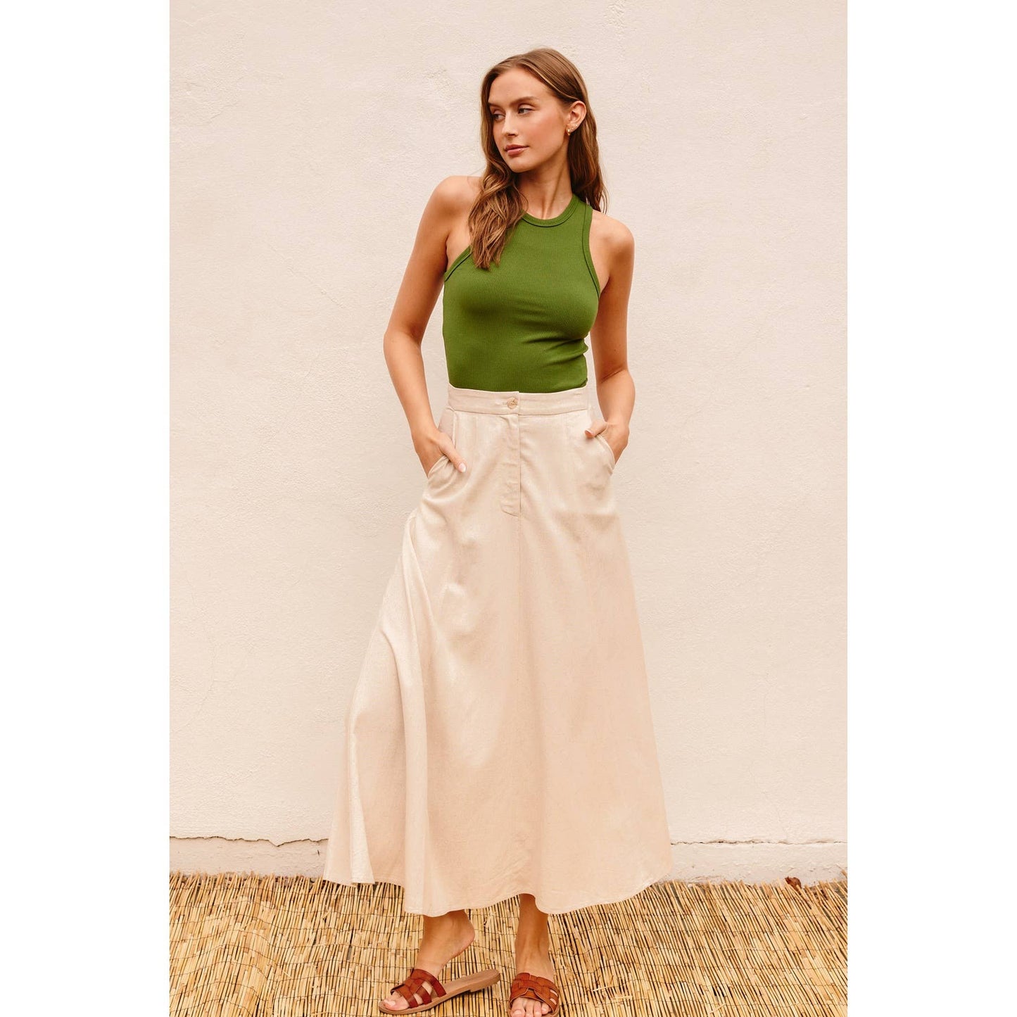 FT10597-P1364_2 Ribbed Racerback Tank Top: OLIVE