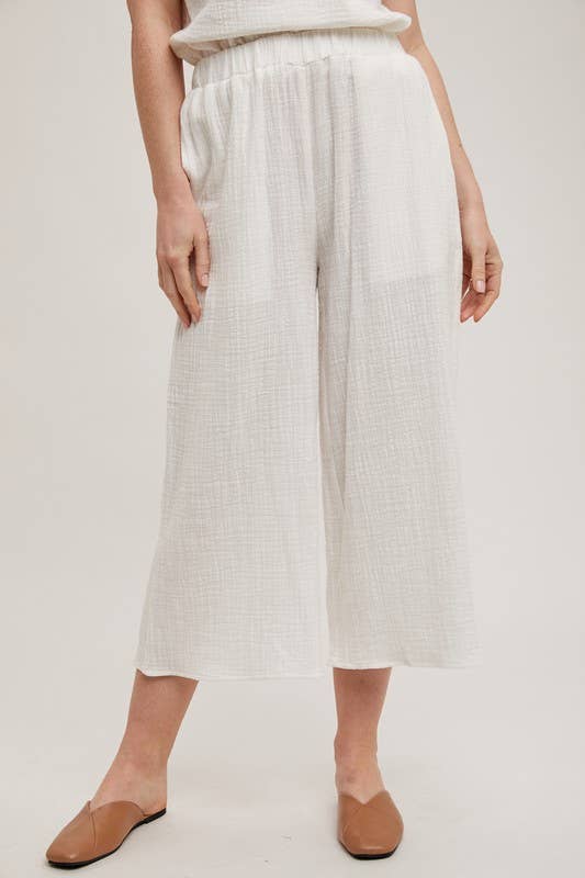 GAUZE WIDE PANTS: BLUE / FP66459