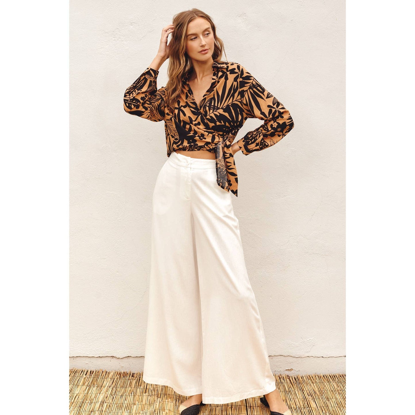 Sweet Summer Wrap Collared Shirt: IBIZA PALM / FT11600-P1460_3