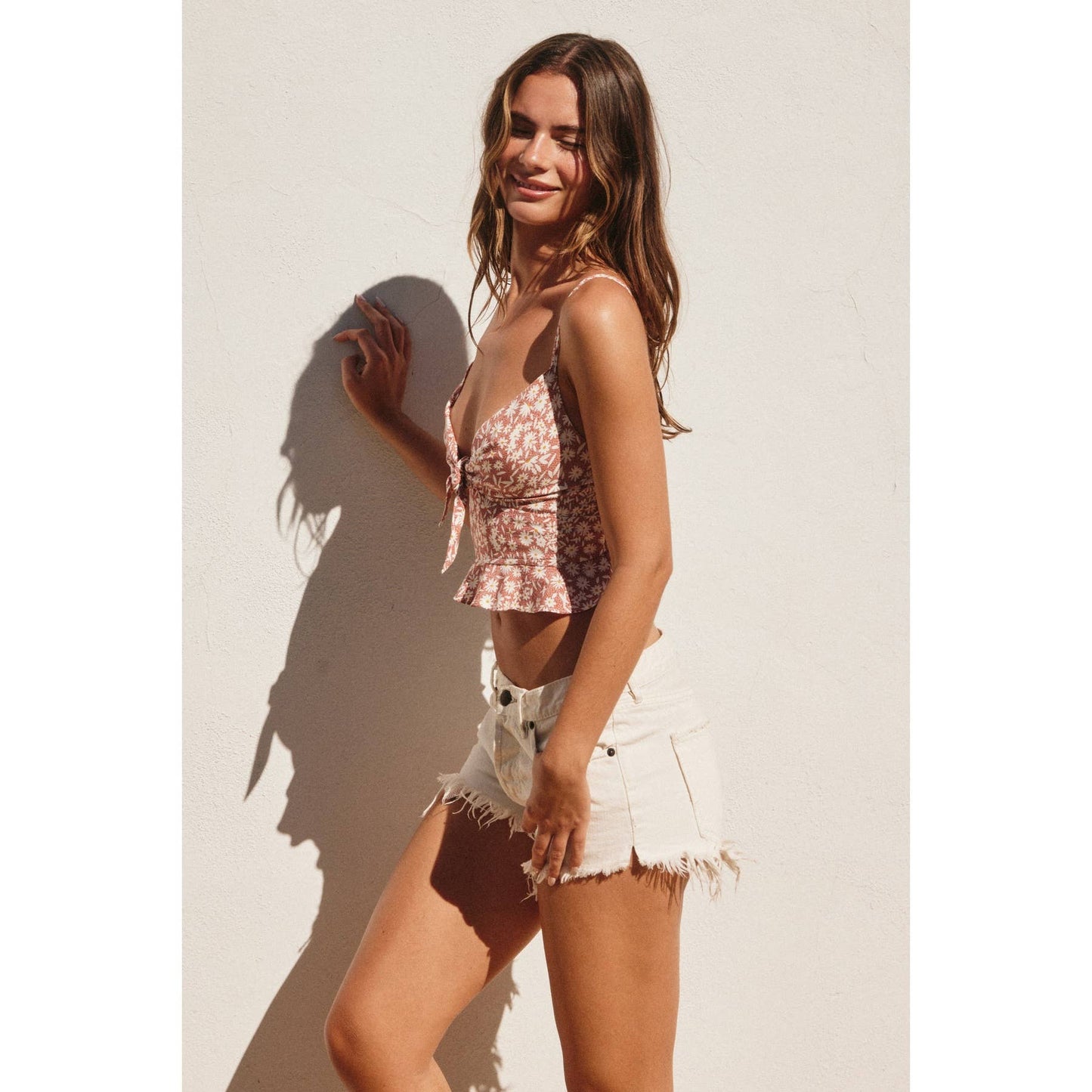 Believe In Love Tie-Accent Cami Top: RUSTIC RED / FT8493