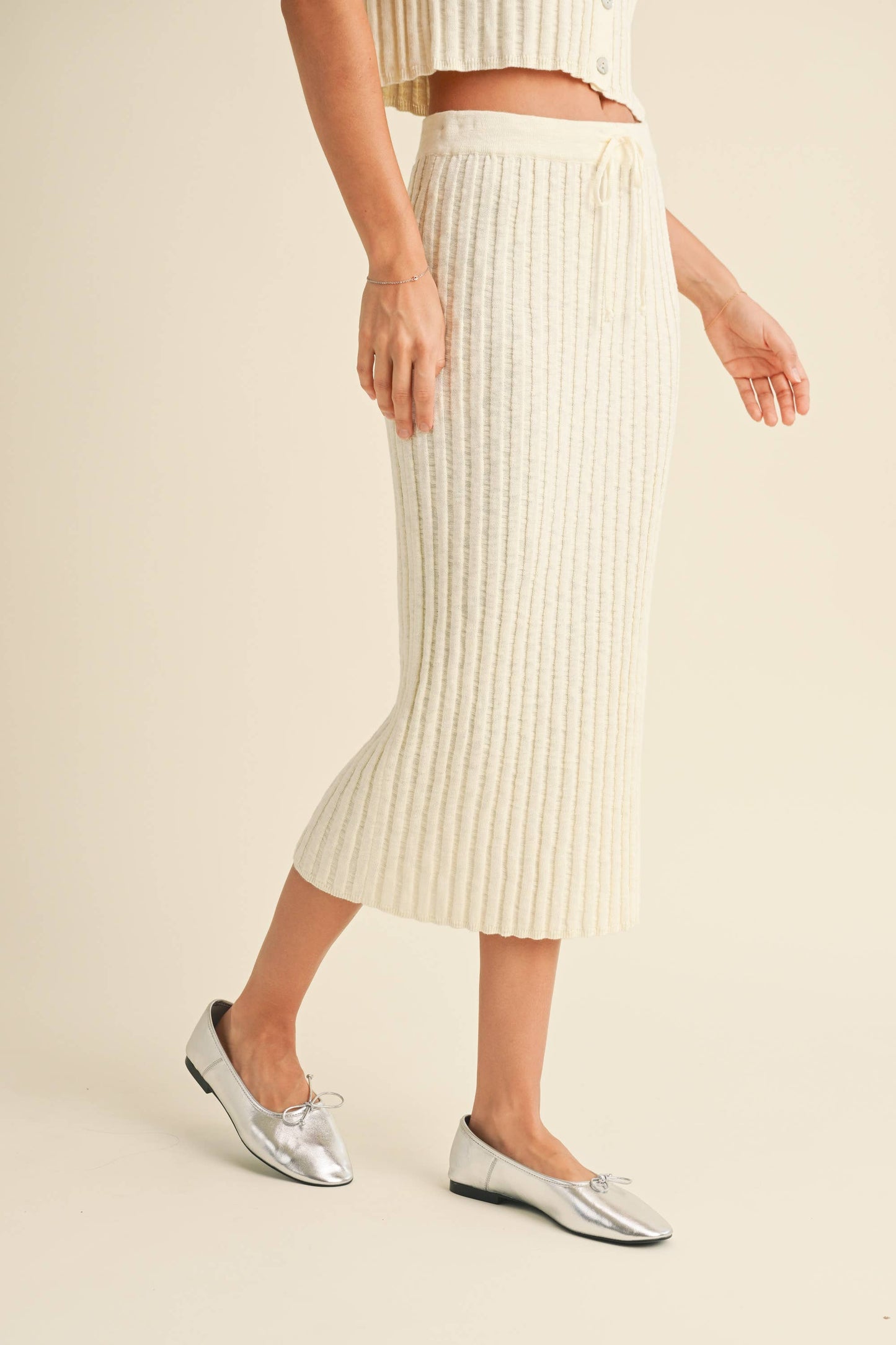S3930ST RIBBED LONG KNITTED SKIRT: MOCHA