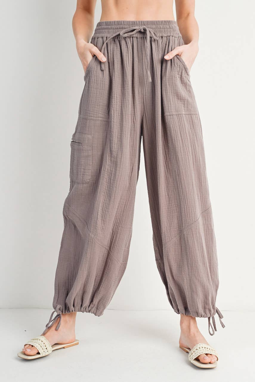 JOGGER HAREM DRAWSTRING PANTS: Black / B02090