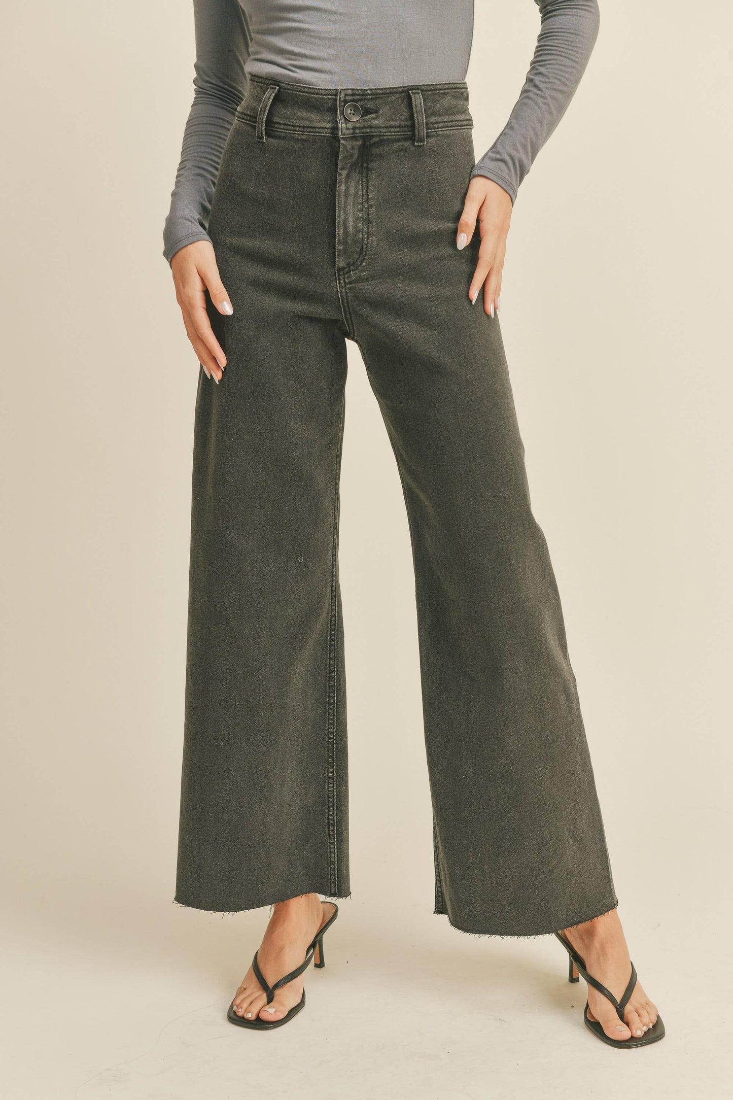 MMP623 STRAIGHT WIDE LEG DENIM PANTS: DENIM