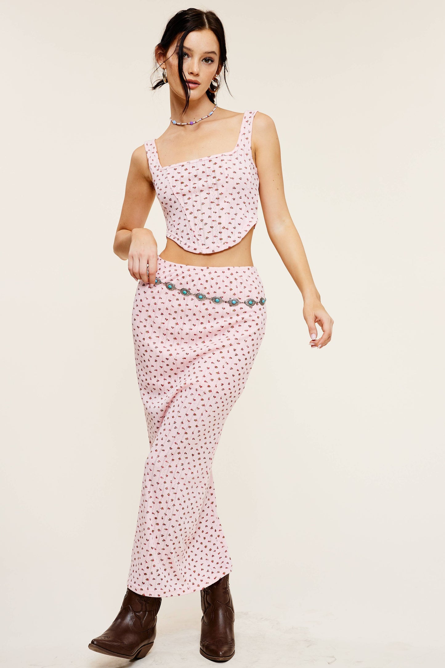 💖Only Skirt💖 MS8067 FLORAL PRINT Ivory