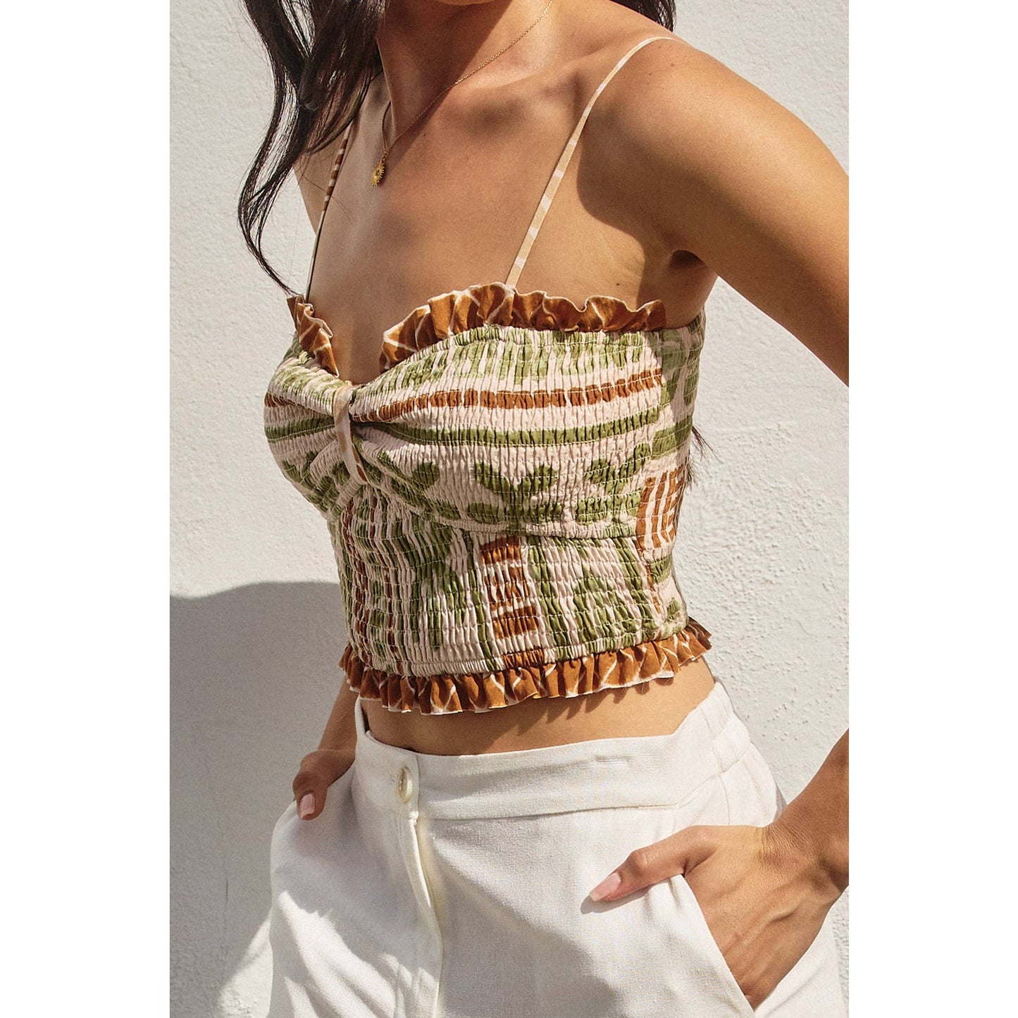 The Bahamas Smocked Sweetheart Crop Top: BELLINI / FT12573-P1966