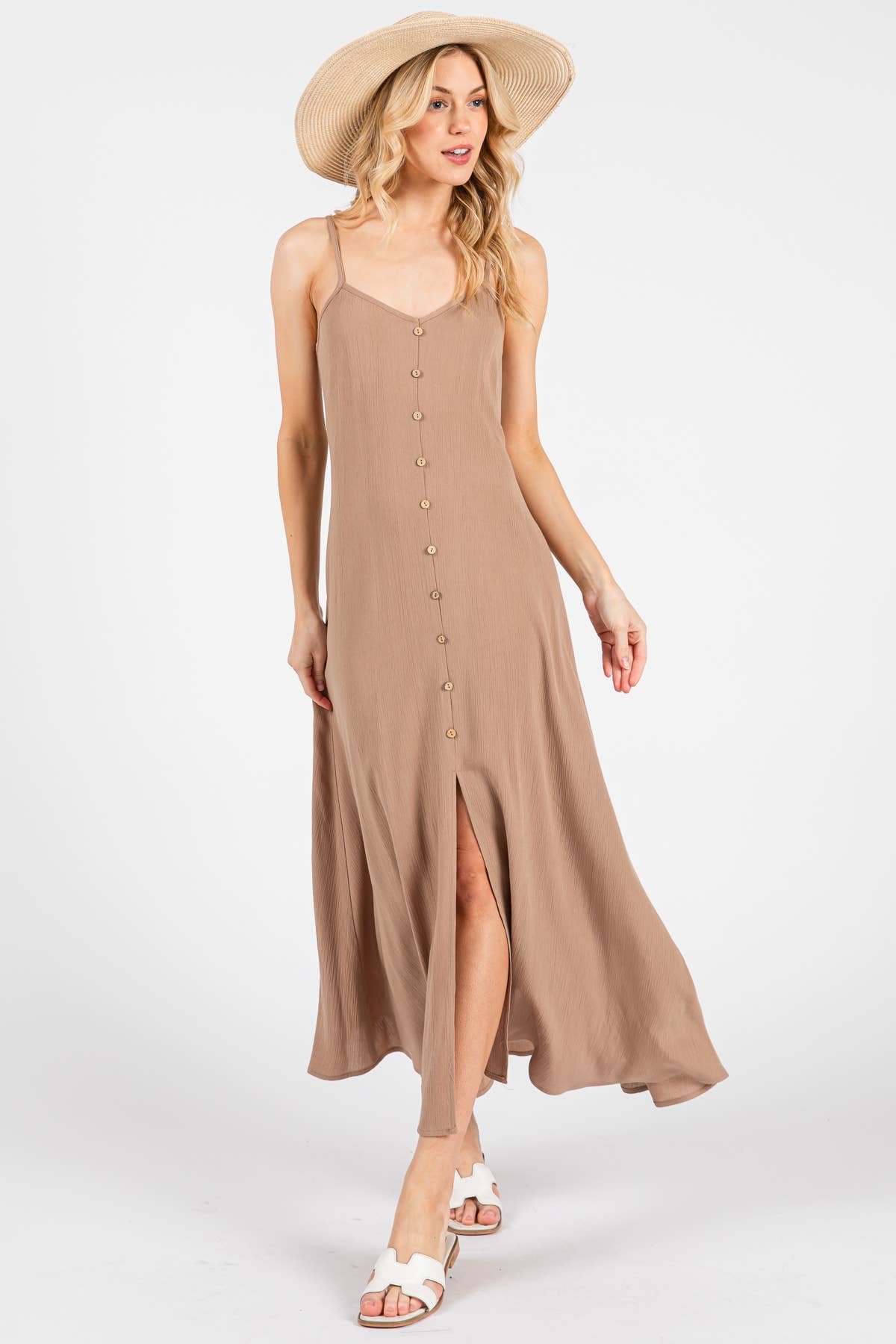 Heavy Gauze Flowy Dress - ND40209-HV: Denim Blue
