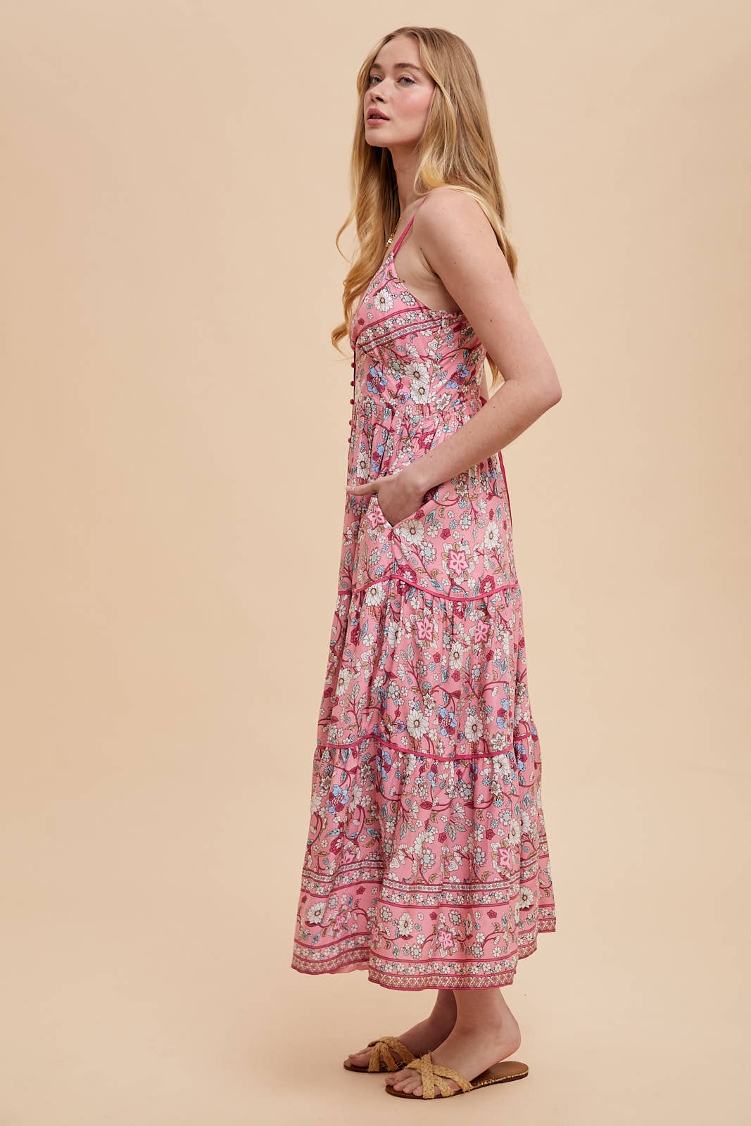BORDER PRINT MAXI DRESS: BLUE IRIS / ILD6252