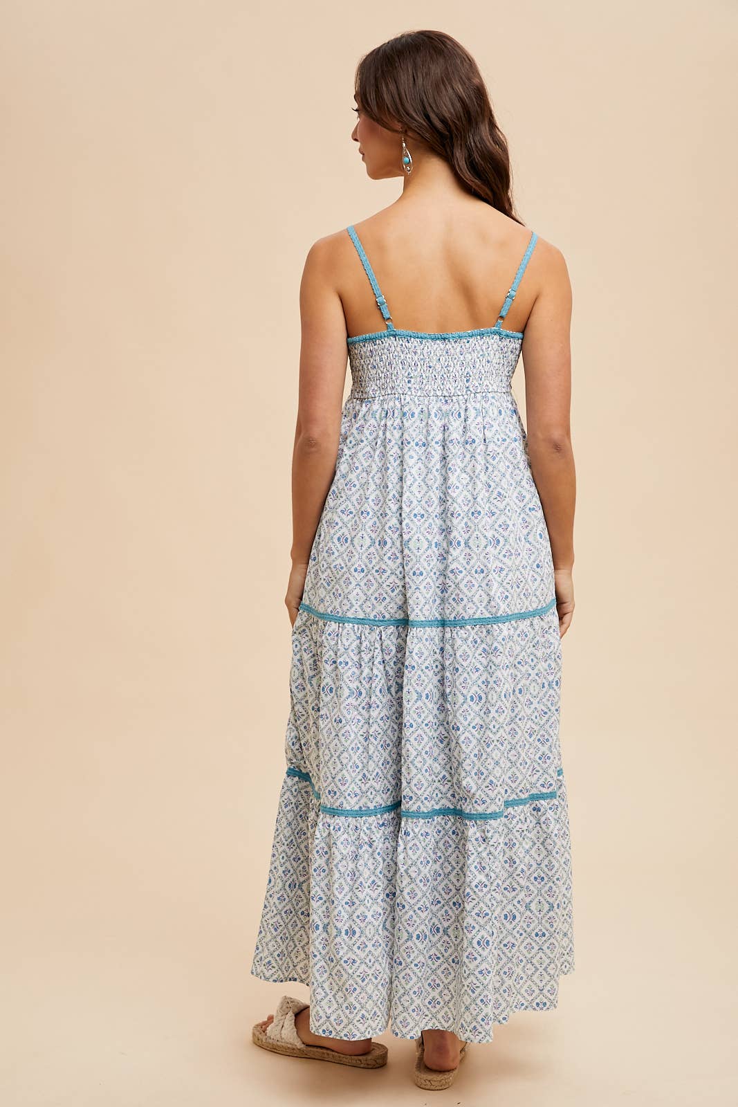 COTTON FLORAL MAXI DRESS: AZURE / ILD6152