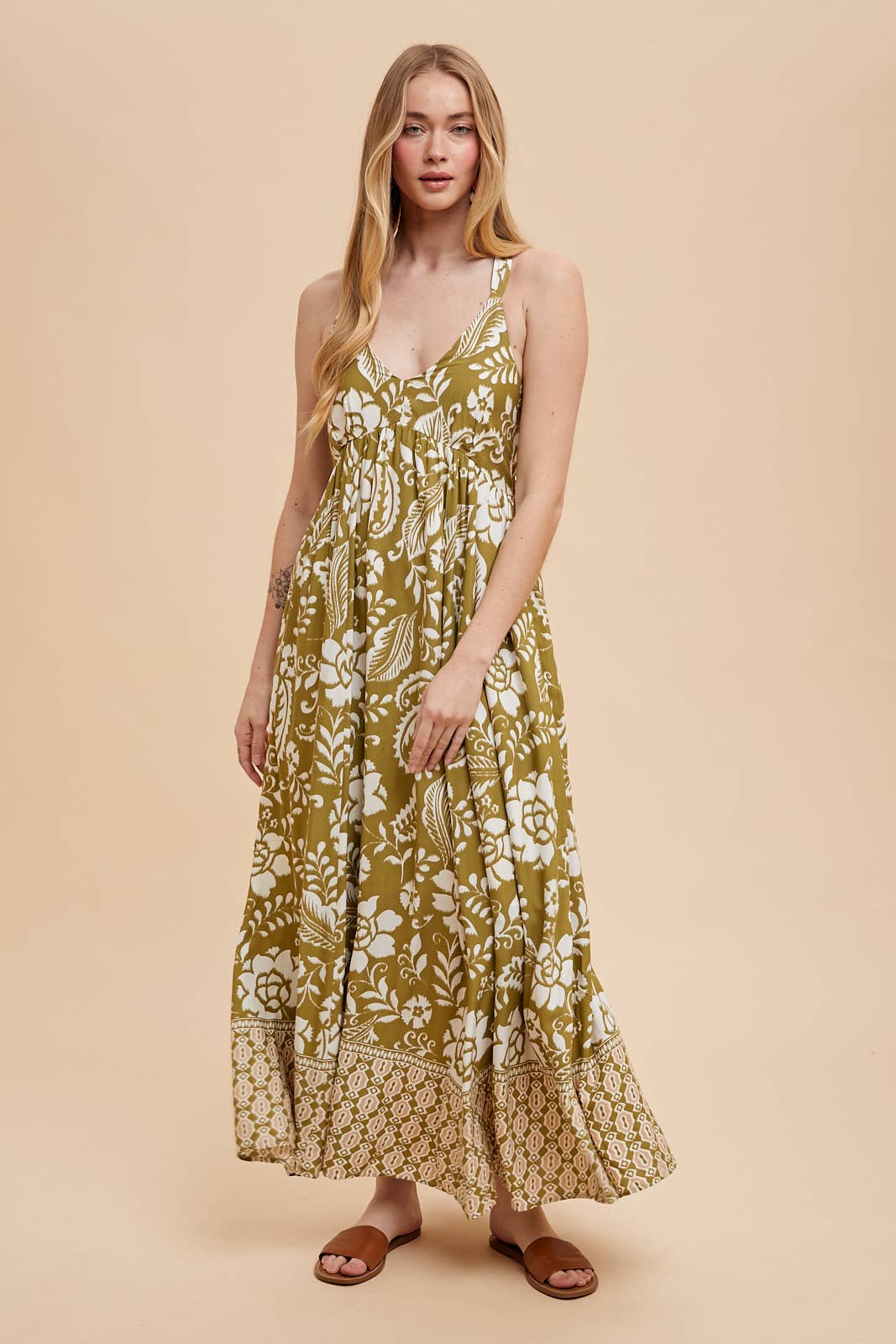 RESORT BORDER PRINT MAXI DRESS: INDIGO / ILD6282