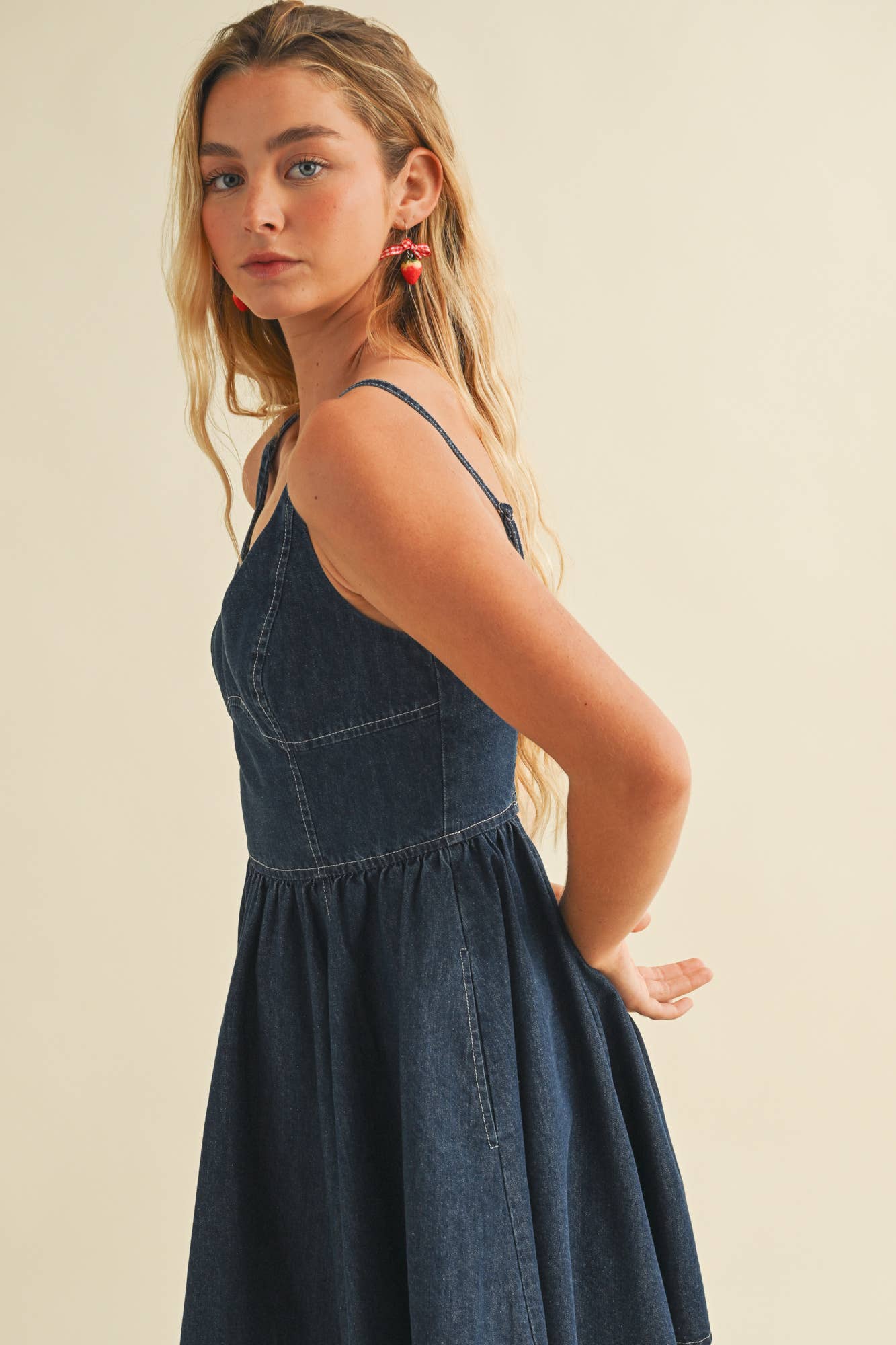 CAMI DENIM SWING DRESS: INDIGO DENIM / DS0903