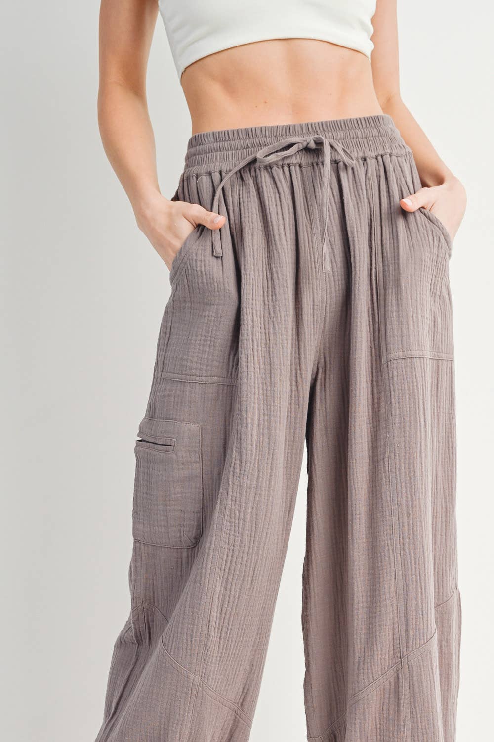 JOGGER HAREM DRAWSTRING PANTS: Black / B02090