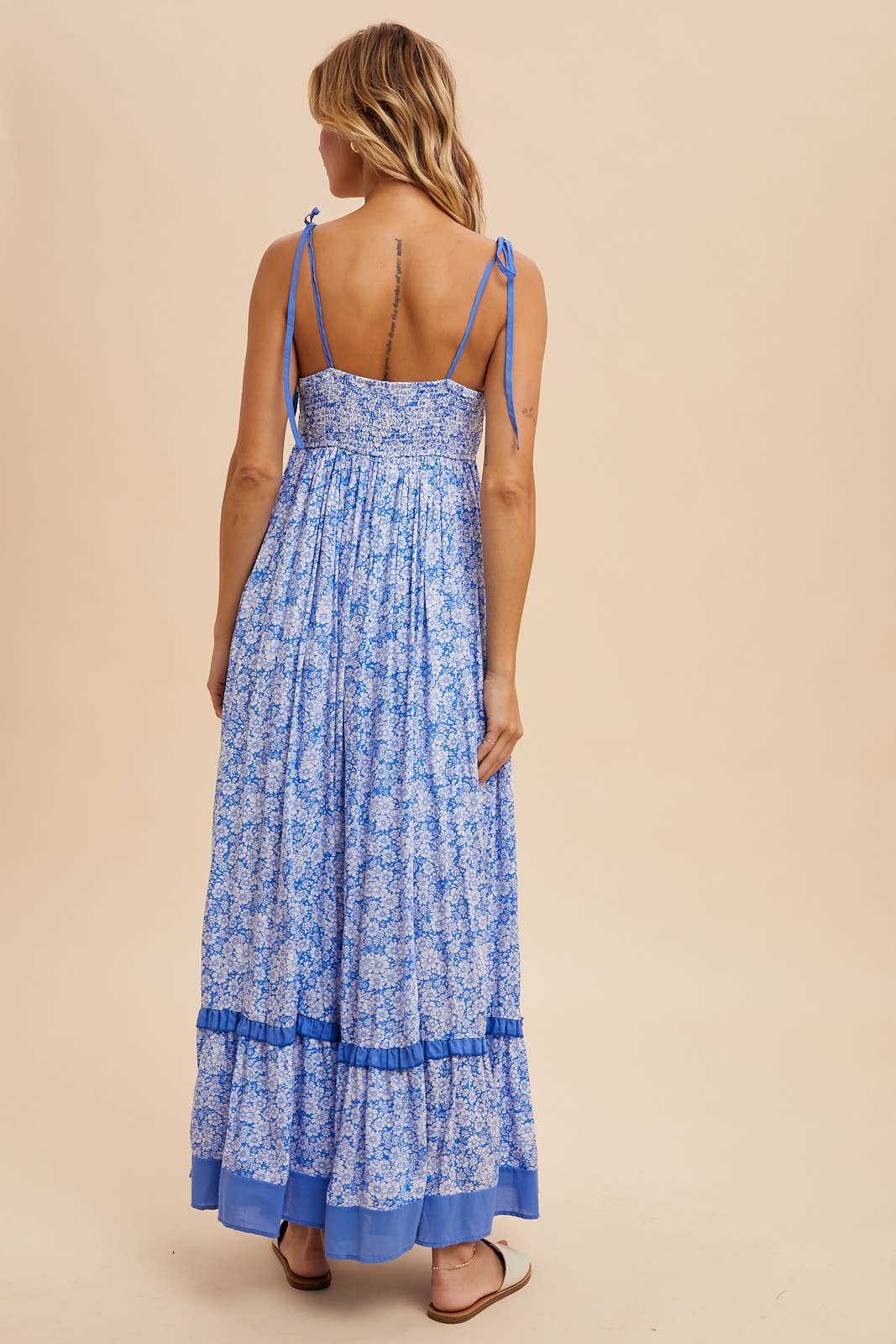 FLORAL CONTRAST MAXI DRESS: SANTORINI / ILD5714