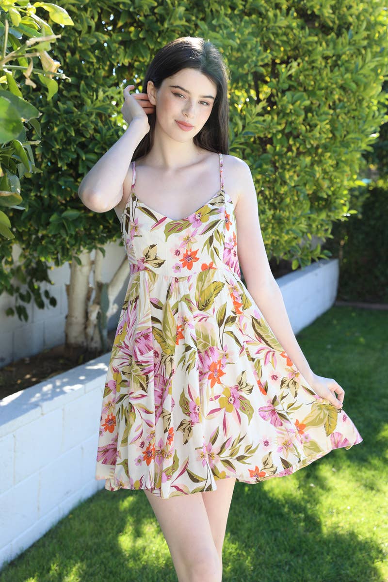 C4A31-A878 OPEN BACK V NECK SUNDRESS: