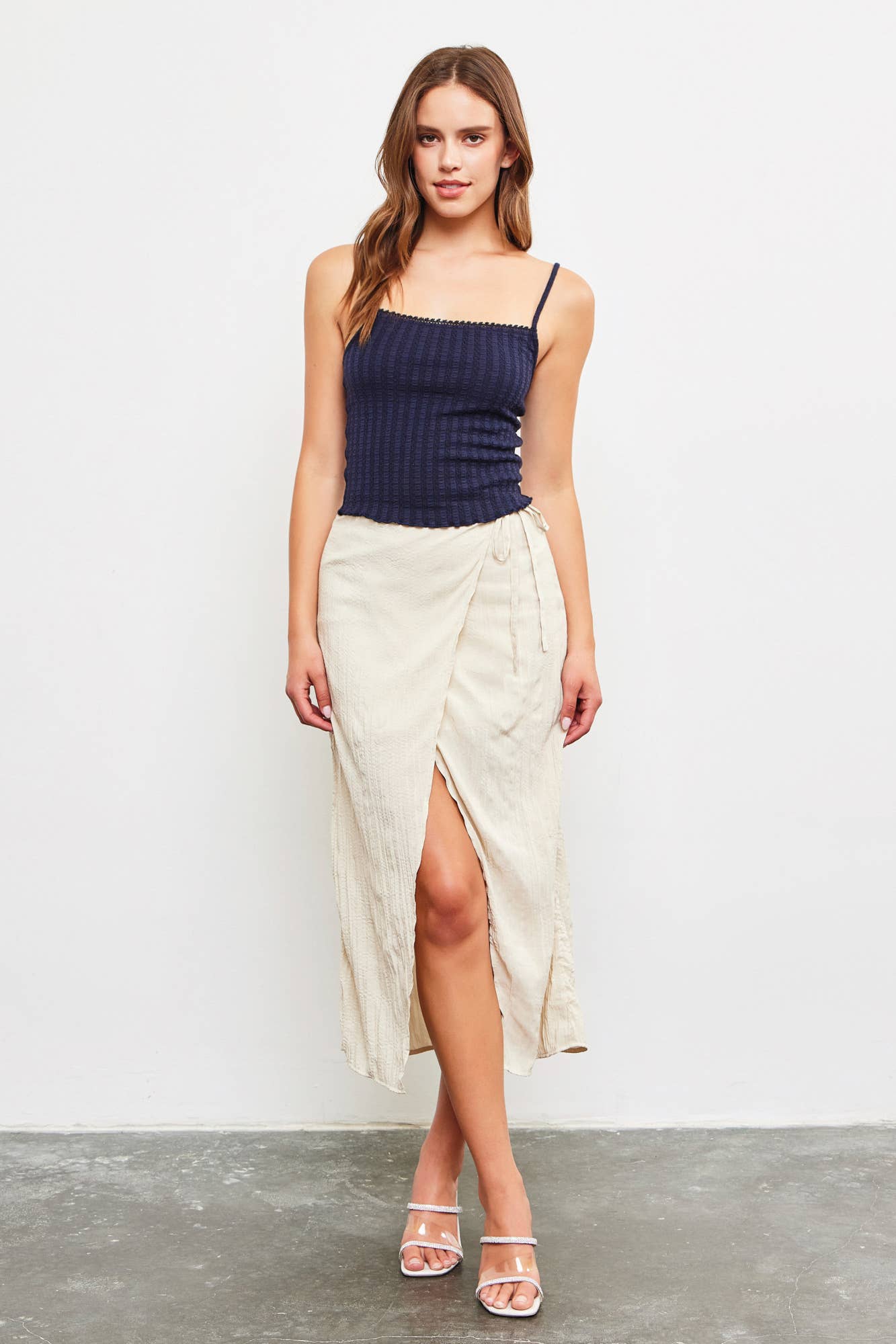 KNIT CAMI TOP: DK.TAUPE / S23454