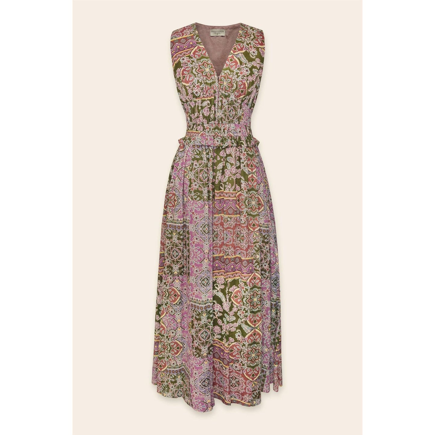 Extra Poplin Shirred Waist Midi Dress: EVERGREEN / FD12374-P1703