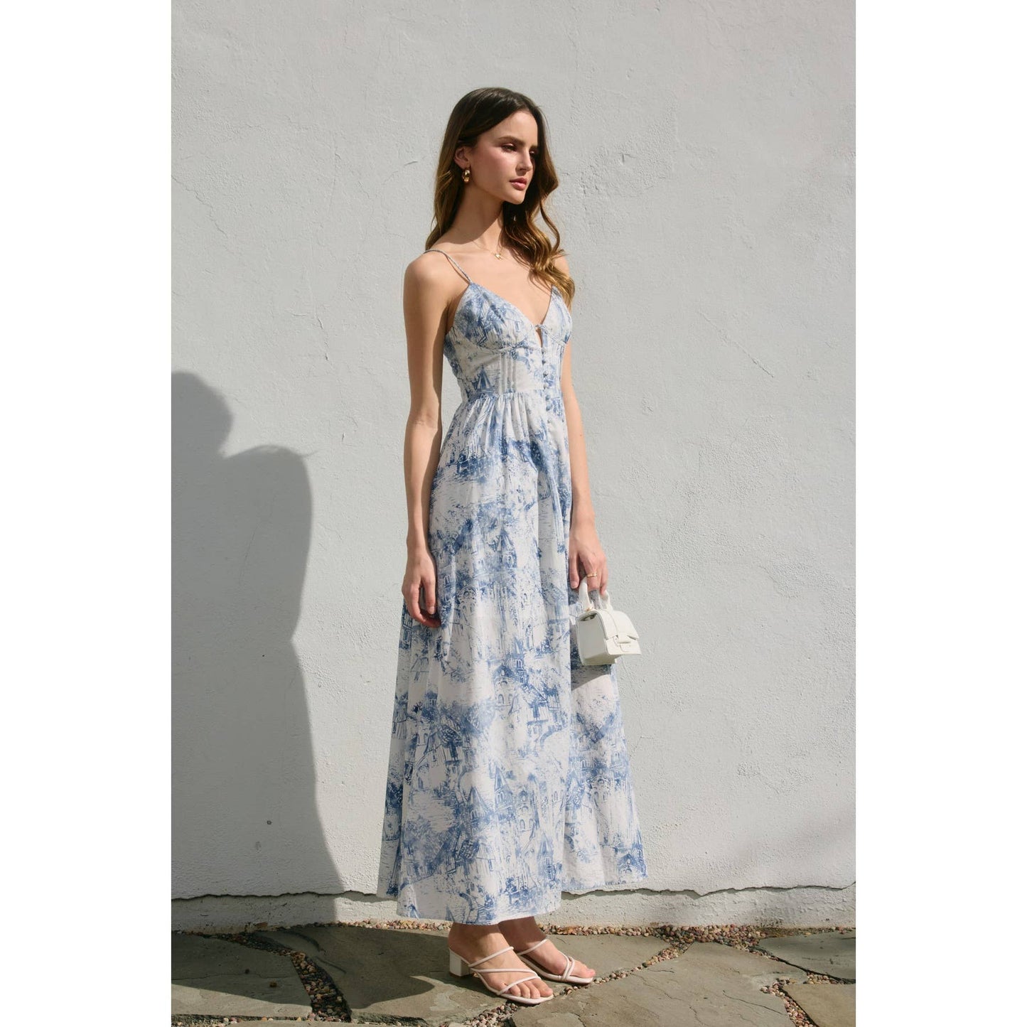 Coastline Horizontal Slit Maxi dress: PORCELAIN / FD12820-P1897