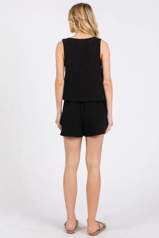 Cotton Triple Gauze Shorts - NP70284H Black