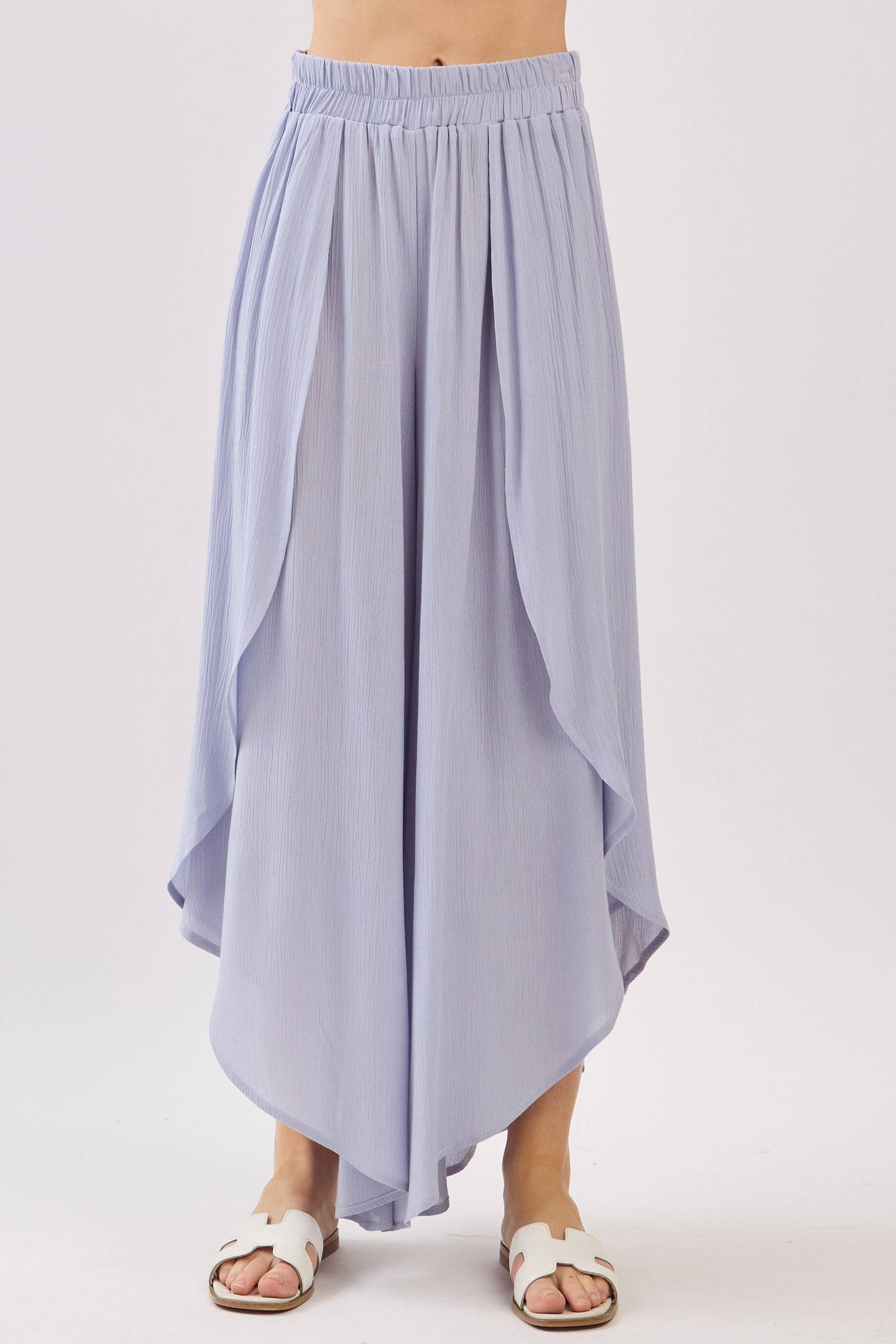 Overlap Detail Wide Leg Pants - NP70175: Vintage Denim