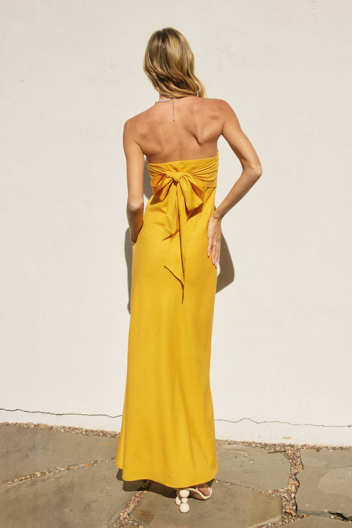 Heaven Sent Strapless Bias Cut Maxi Dress (1): GOLDEN PALM / S-M-L(2-2-2)