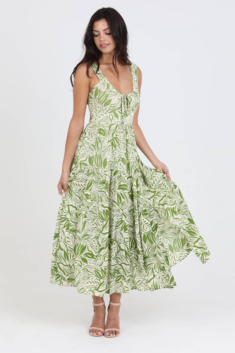 C4C13-FQ81 MAXI TANK DRESS WITH TIE BACK DETAIL AND SLIT