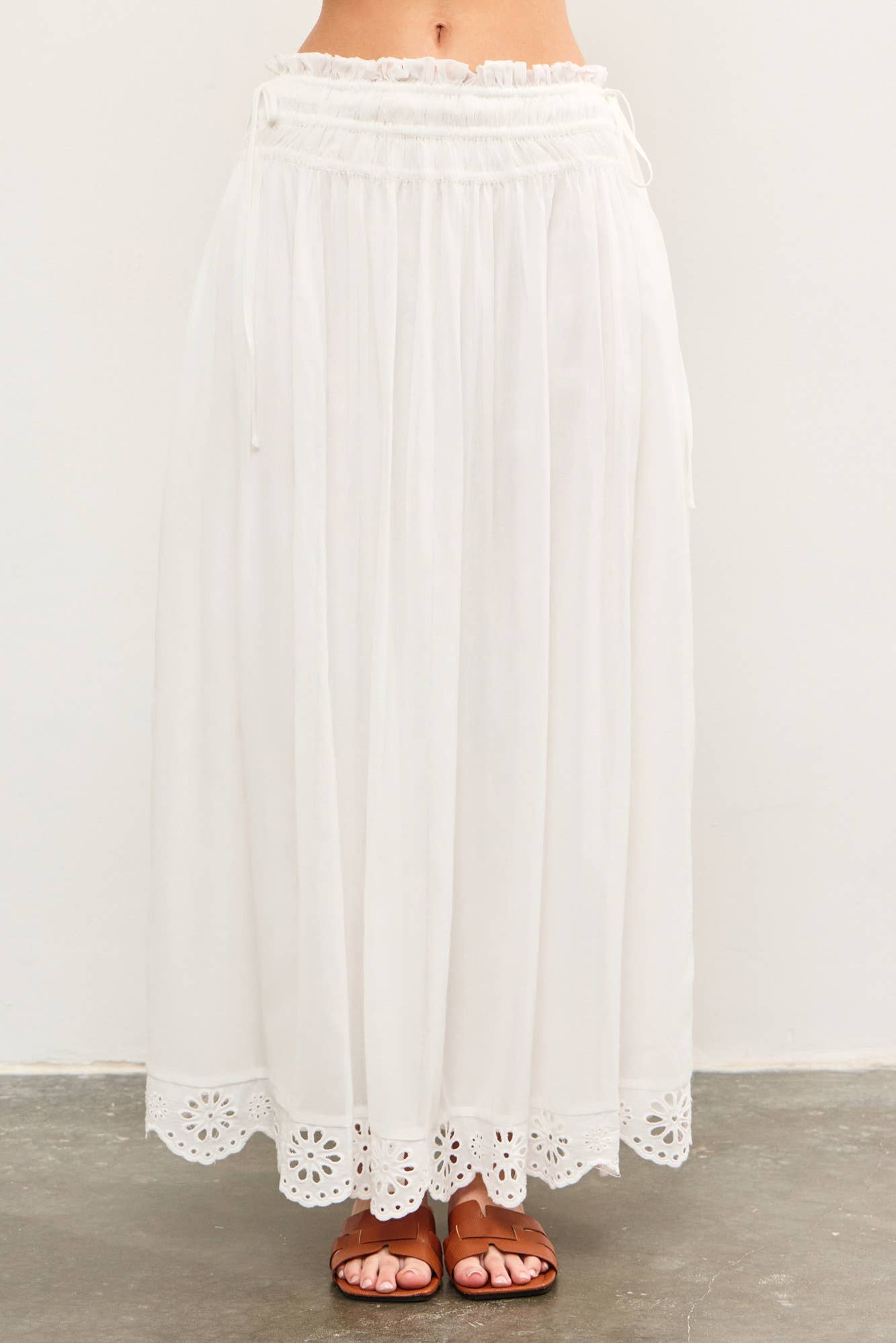 EYELET LACE HEM SIDE TIE SKIRT: PERIWINKLE / S24672