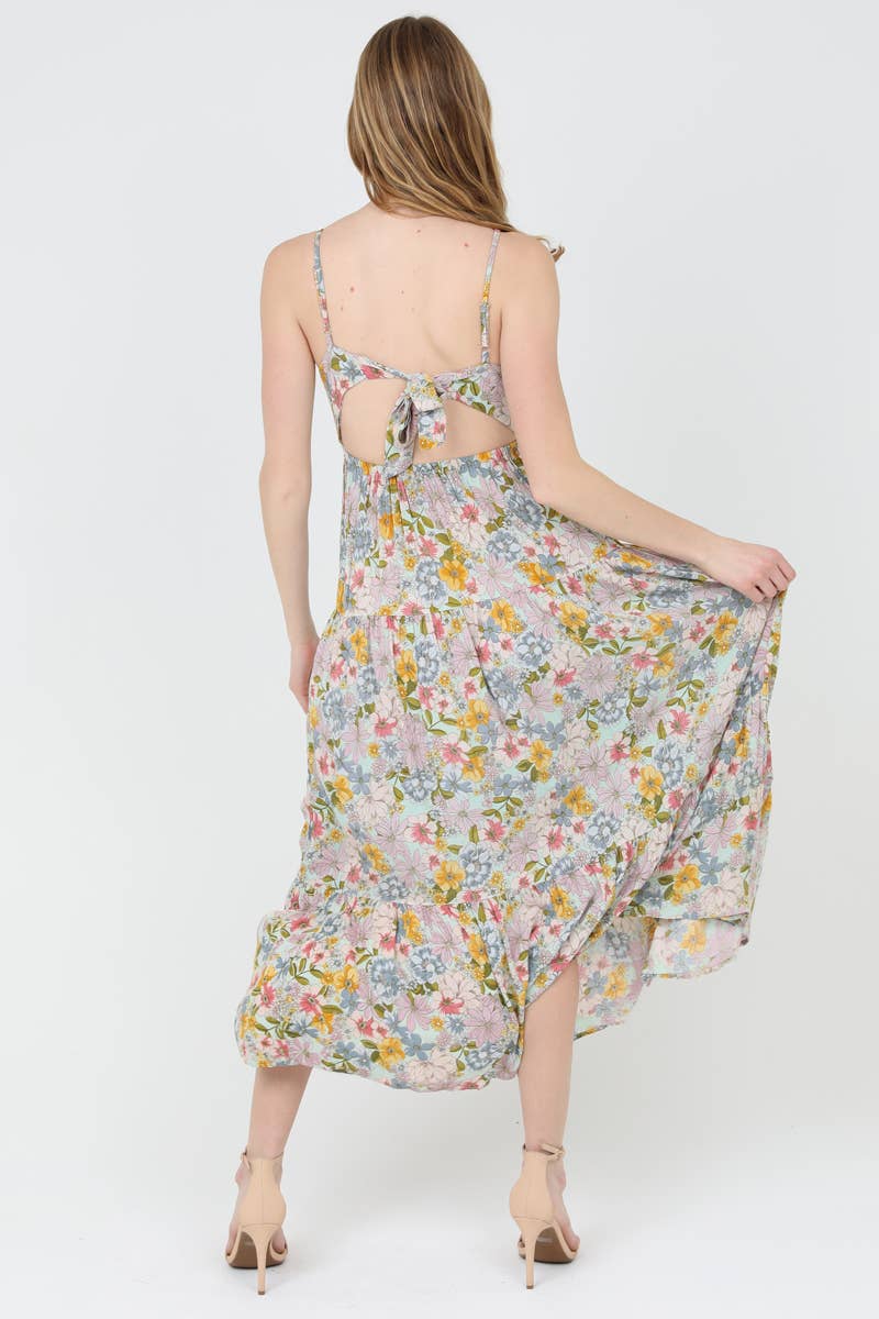 F4F72-A855 V NECK OPEN BACK MAXI DRESS