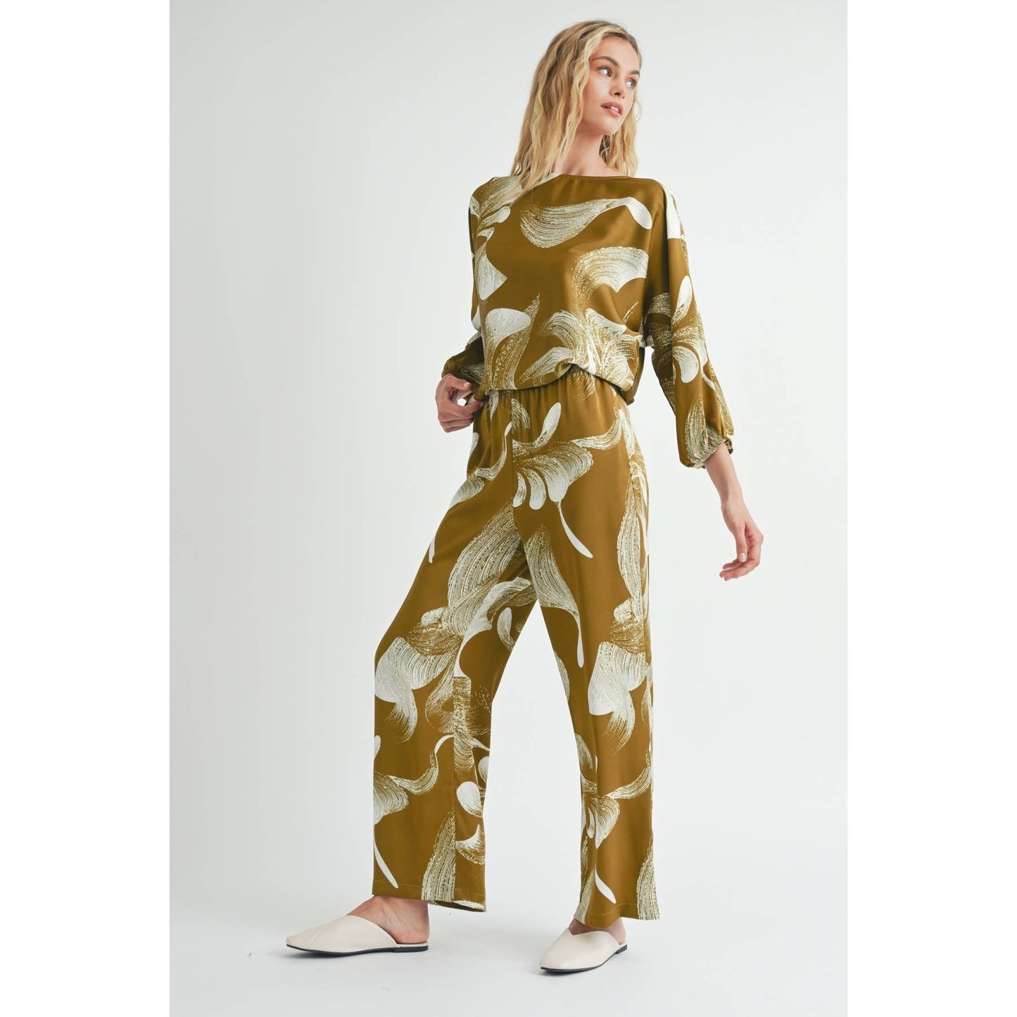 ABSTRACT PRINT PANTS: MOSS / FP67774