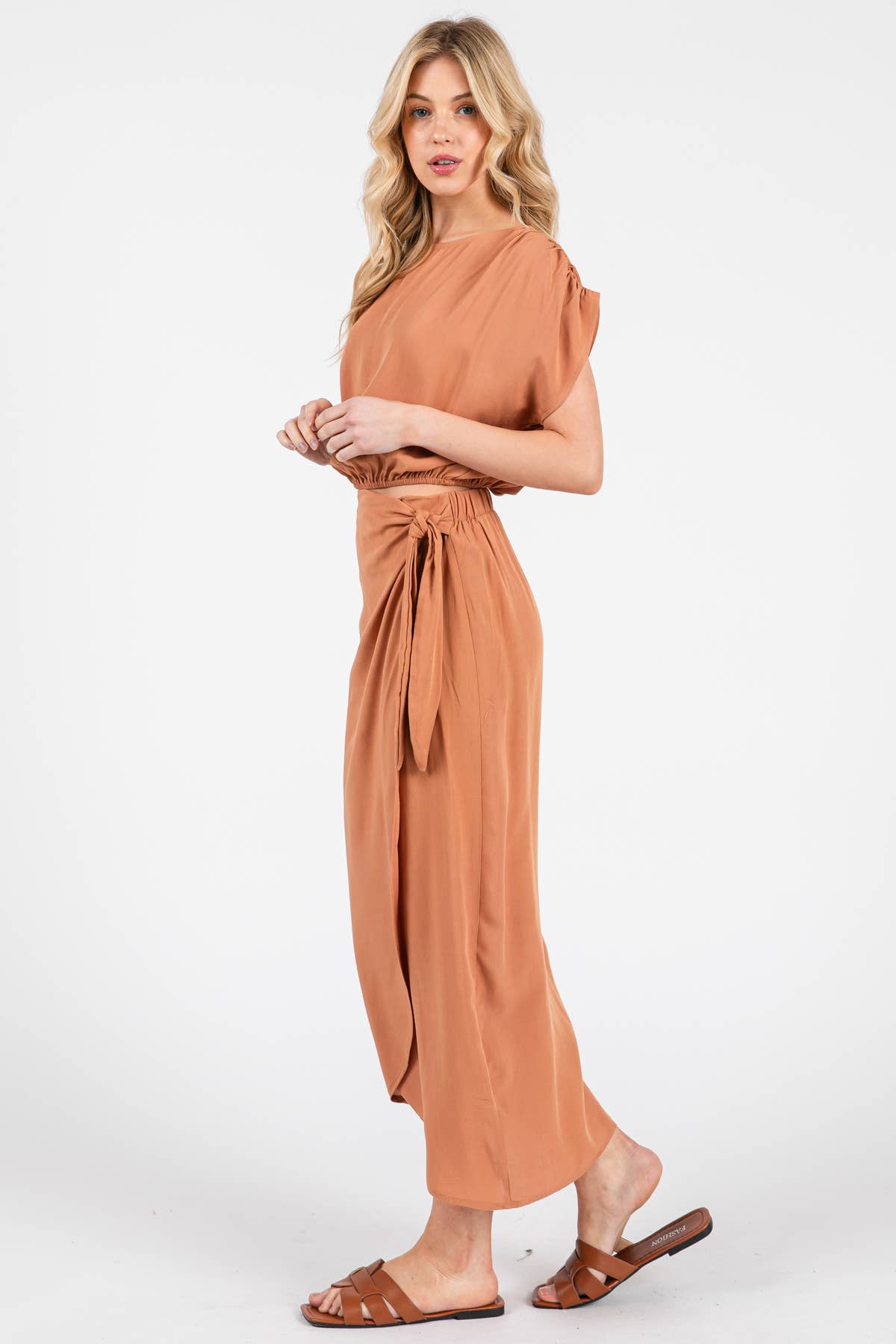 Wrap Midi Skirt With Side Tie - NS80148A: Sage Green