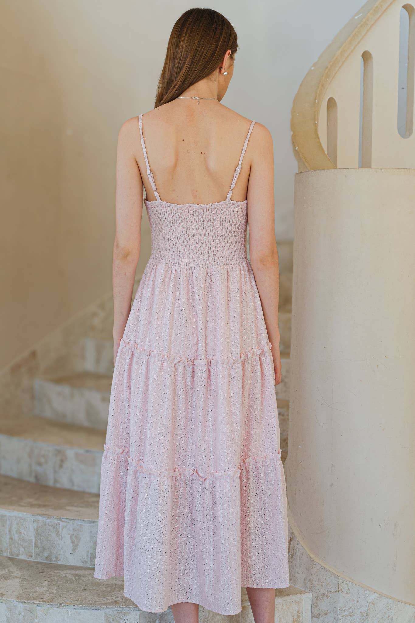 Soft Blush Heart Lace Maxi Dress: RP2586