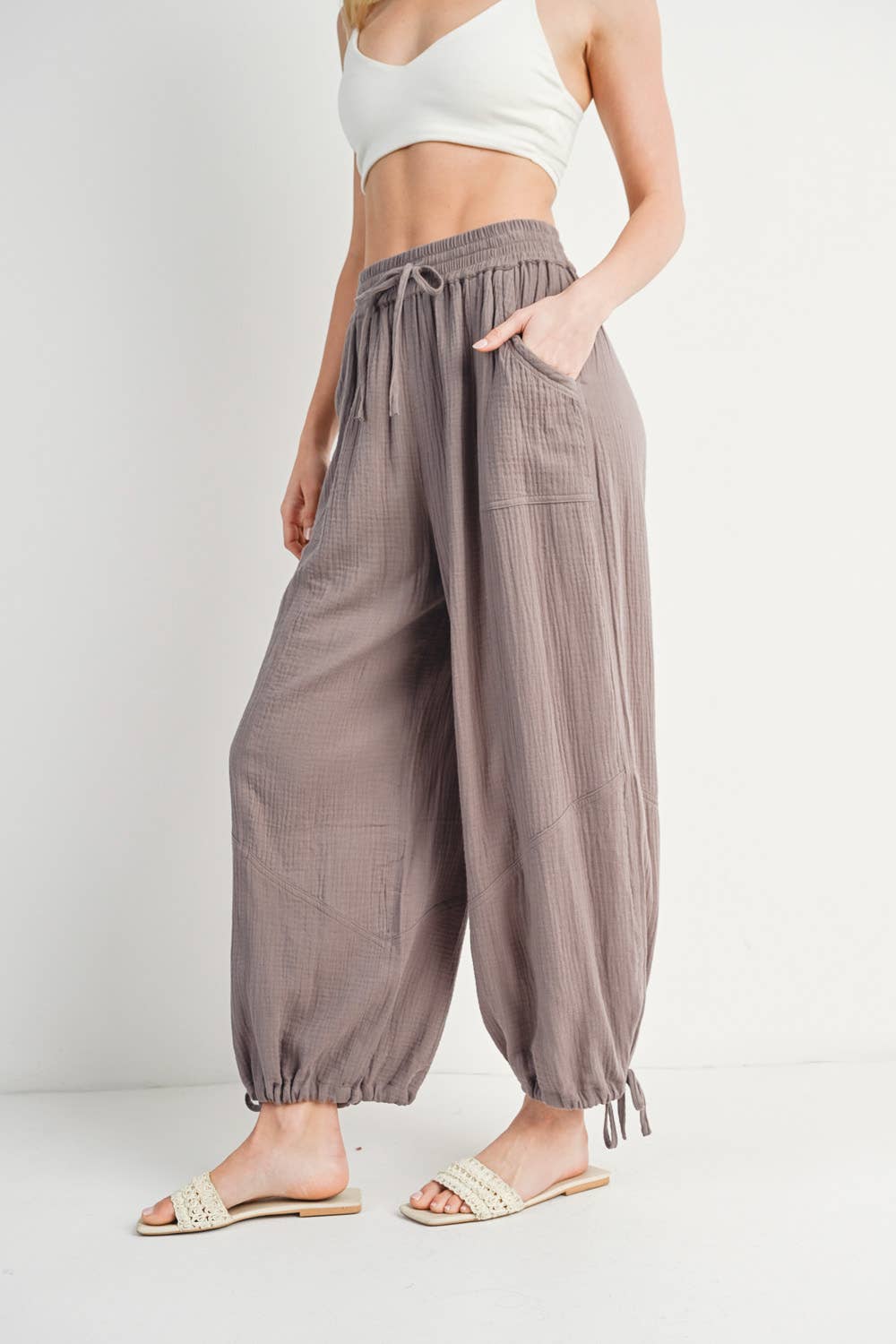JOGGER HAREM DRAWSTRING PANTS: Black / B02090