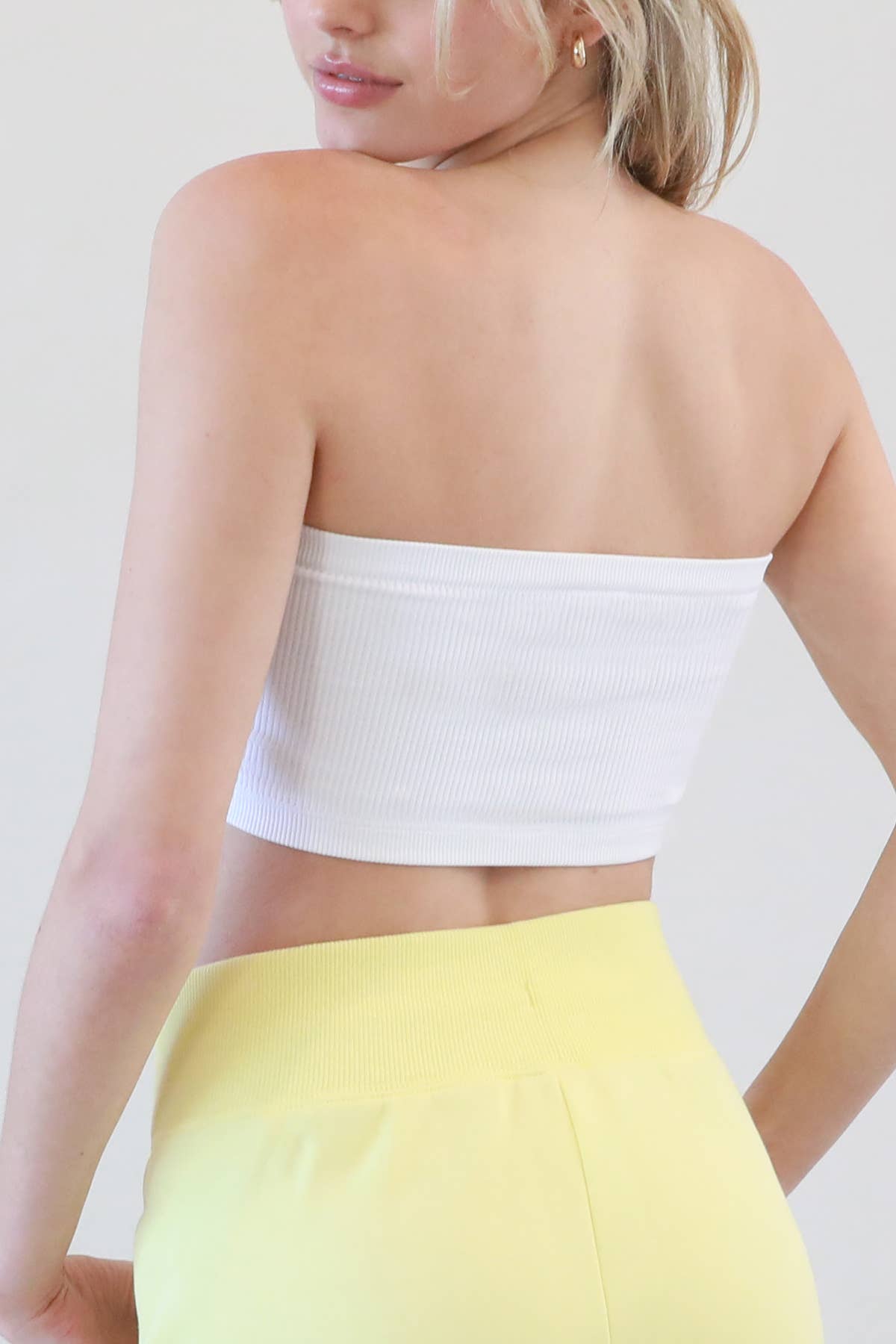 NS8327- Ribbed Bandeau Top: 013 Stone