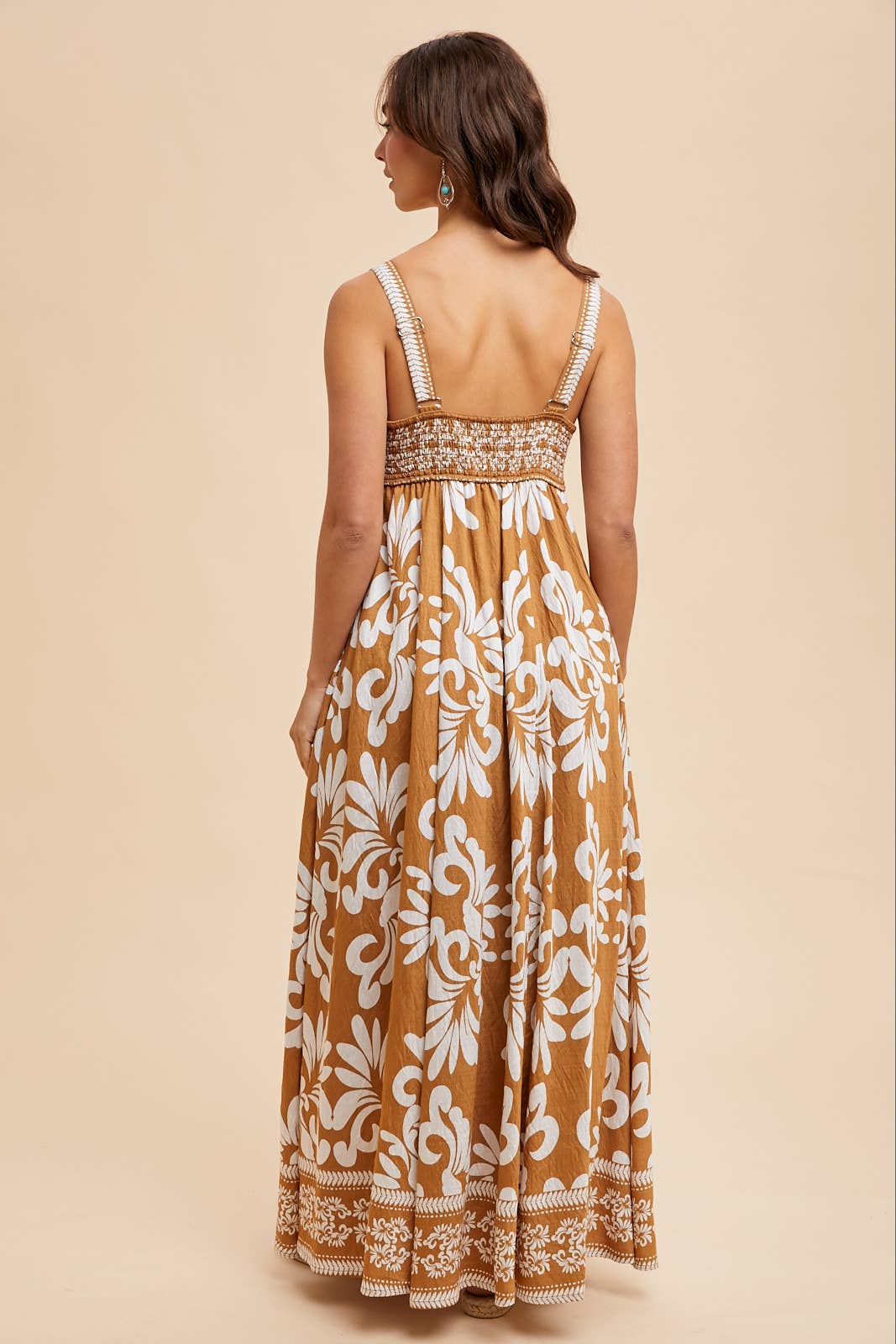 RESORT BORDER PRINT MAXI DRESS: BRAN / ILD6257
