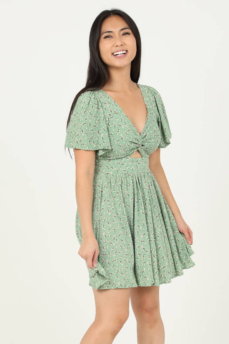C4458-WA27 TWIST FRONT CUT OUT DRESS