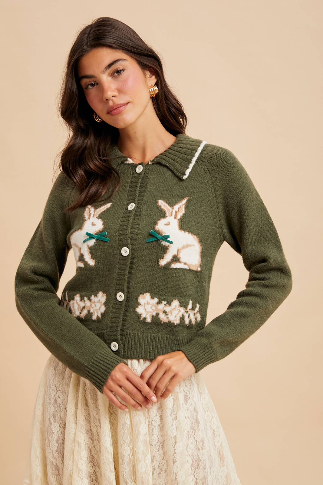 DOLL COLLAR BUNNY CARDIGAN: FERN / ILS9013