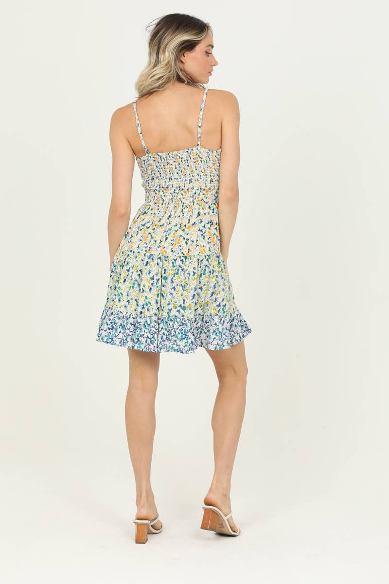 C4143-A814 V NECK TWIST FRONT SUNDRESS: LILAC