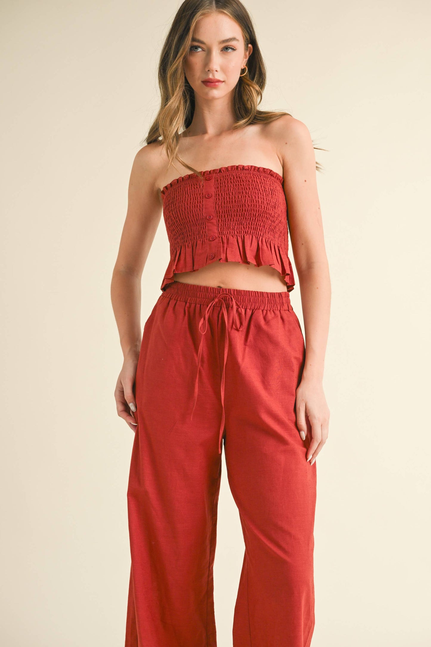 💖Pants Only💖IST5605 LINEN ANKLE PANTS: DARK DENIM