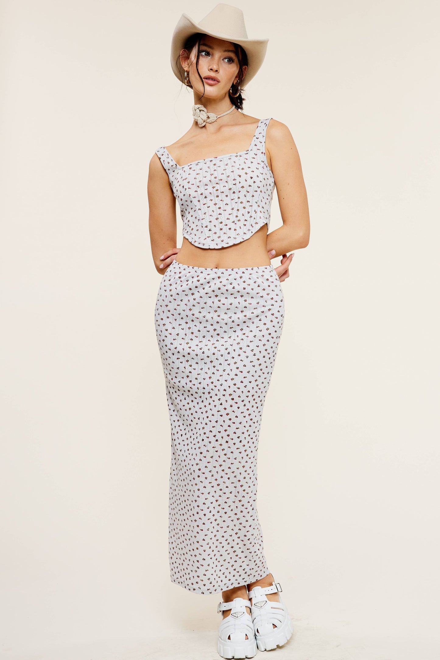 💖Only Skirt💖 MS8067 FLORAL PRINT Ivory