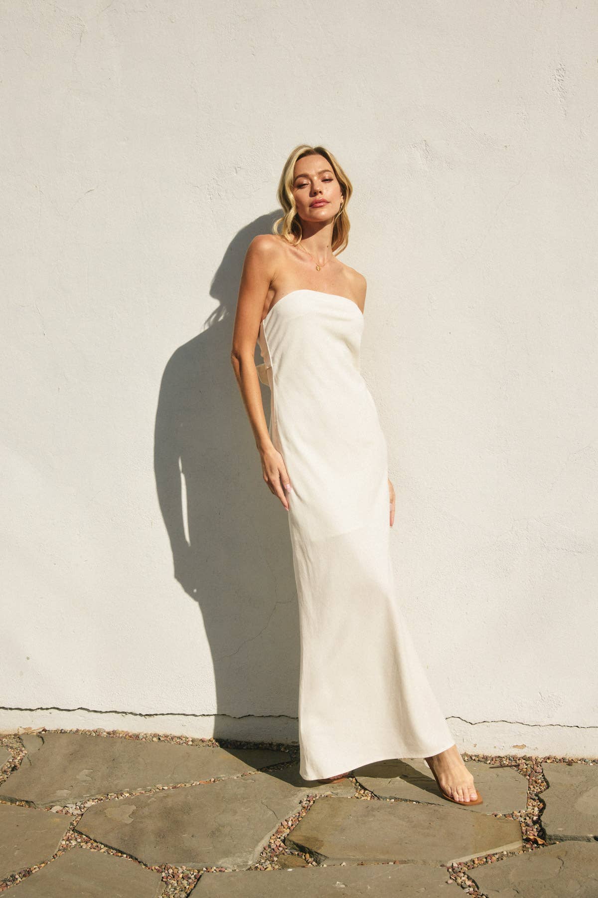 Heaven Sent Strapless Bias Cut Maxi Dress (1): GOLDEN PALM / S-M-L(2-2-2)