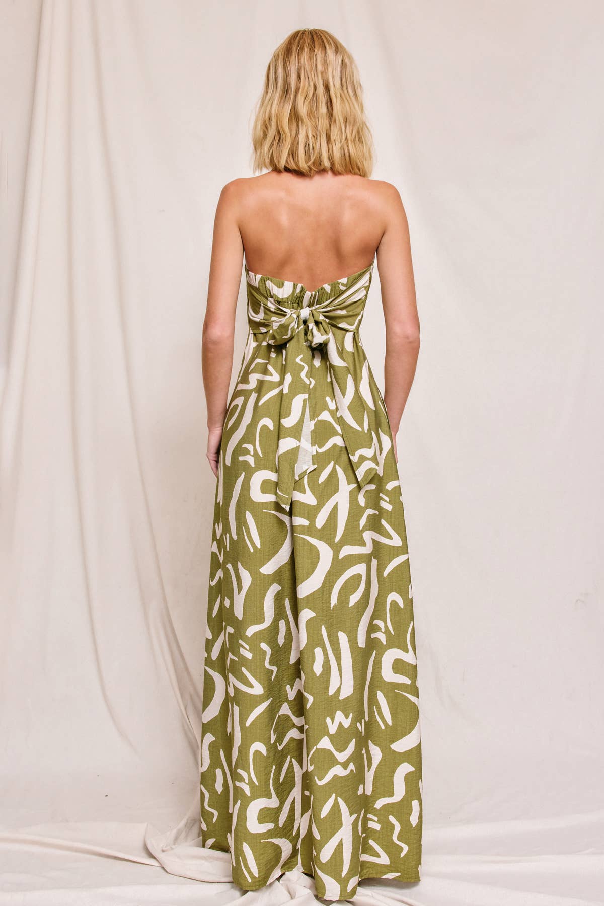 Modern Possibilities Strapless Drape Back Maxi Dress: BLACK NATURAL / S-M-L(2-2-2)