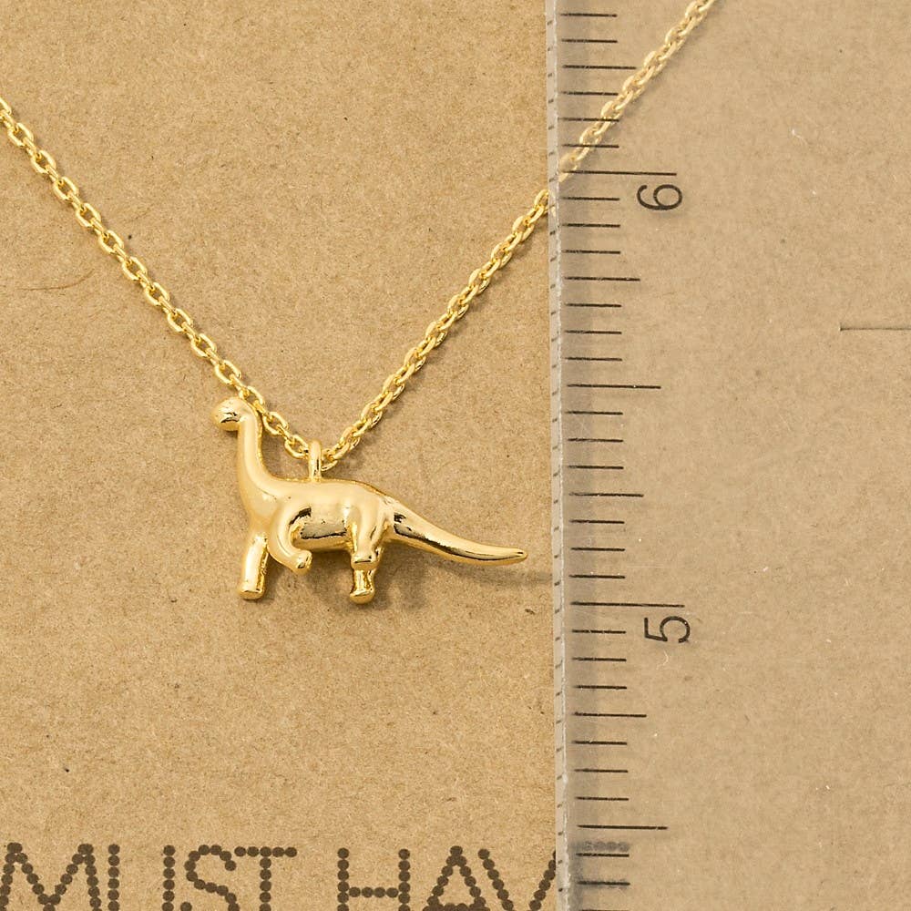 Gold Dipped Brachiosaurus Dinosaur Pendant Necklace: S