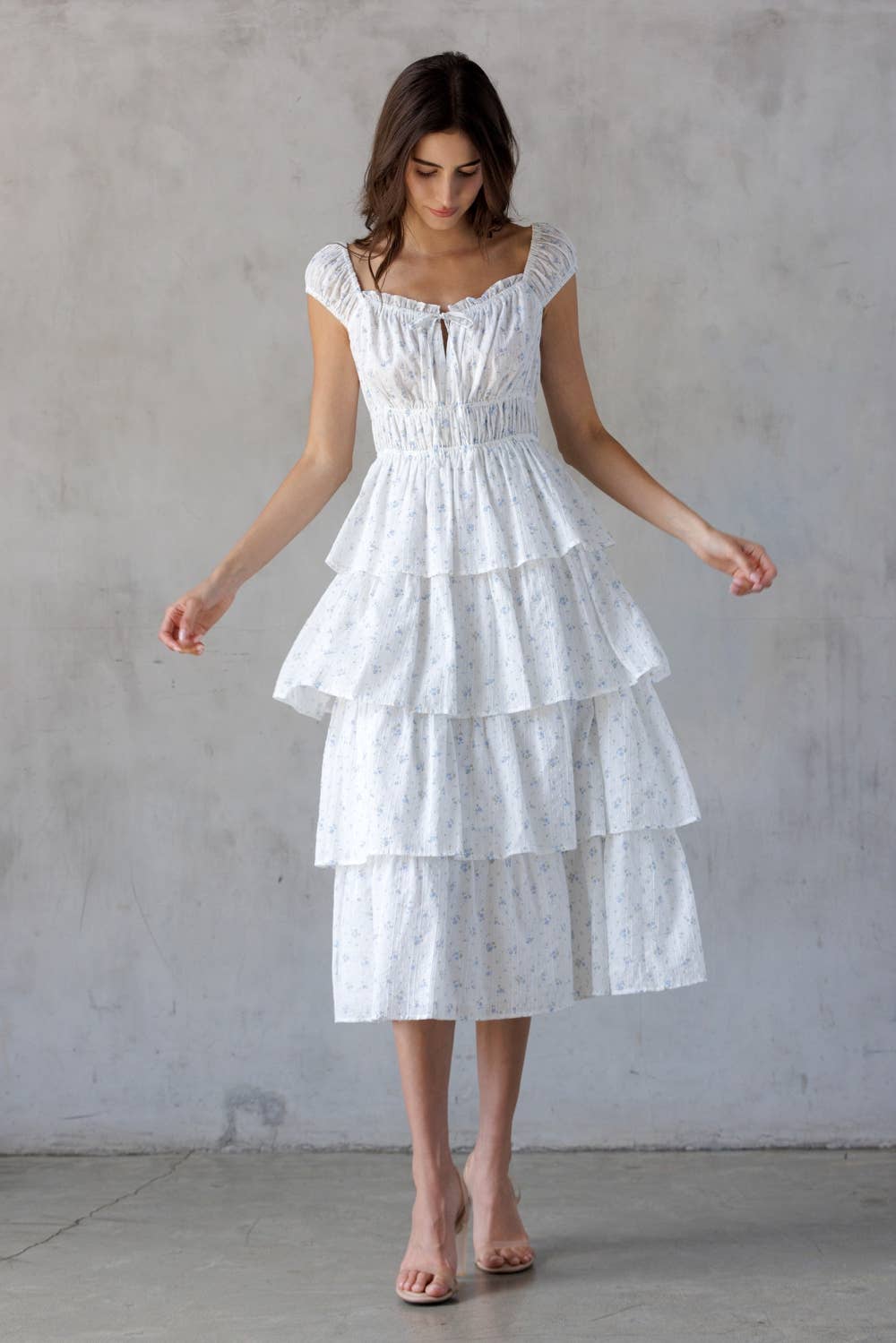 JD7557-WHITE BLUE FL: WHITE /BLUE FL