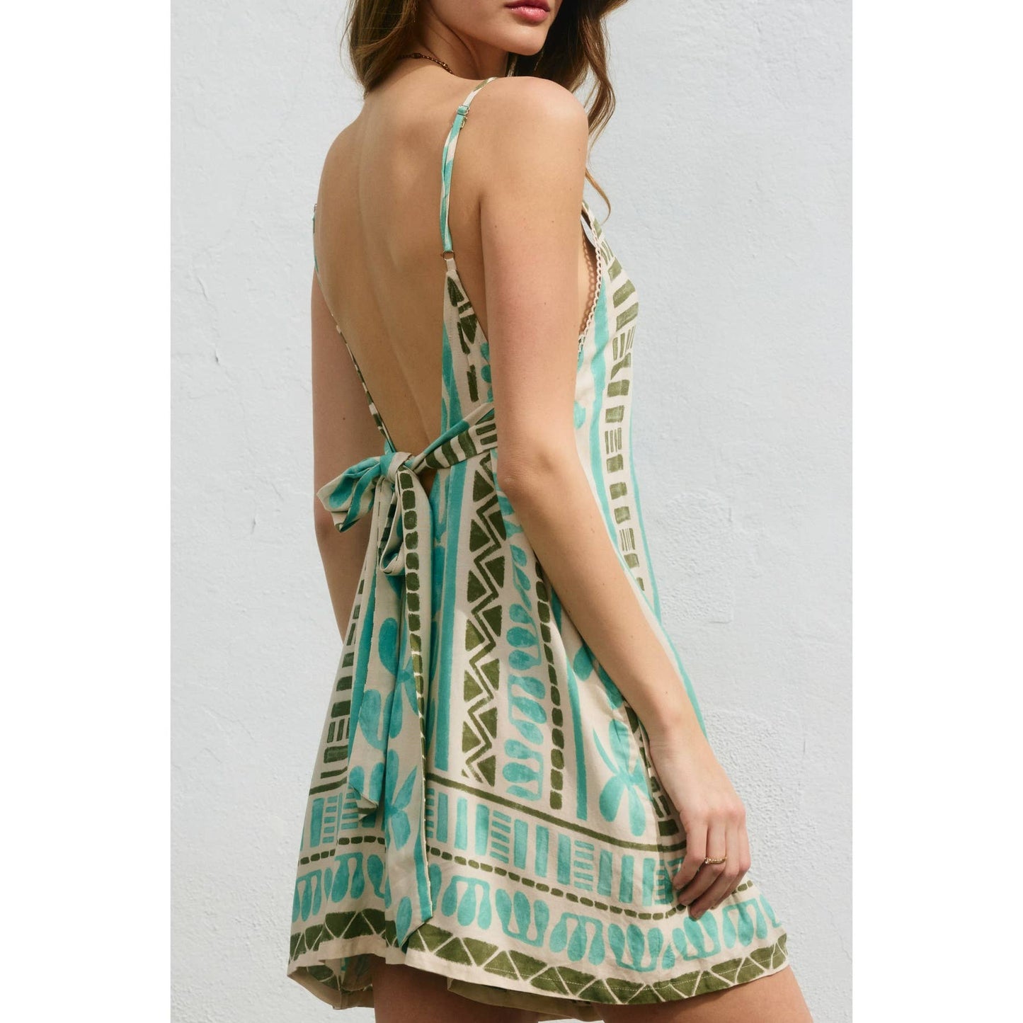 Island Time Tie Back Detail Romper: MEADOW MIST / FR12529-P1969