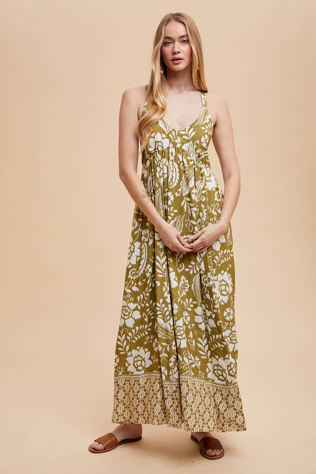 RESORT BORDER PRINT MAXI DRESS: INDIGO / ILD6282