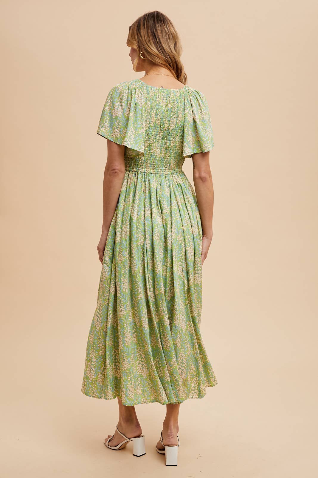 SMOCKED WAIST BUTTON DOWN MAXI: FERN / ILD5844-C