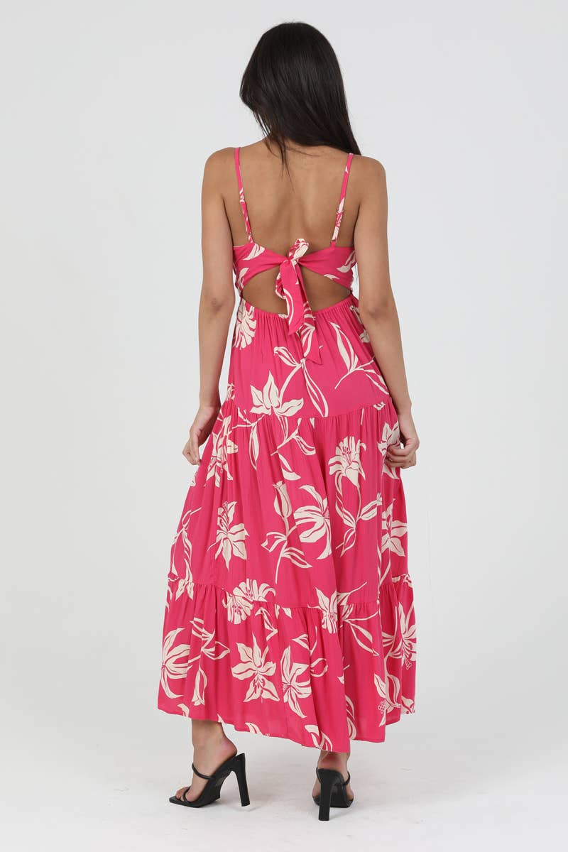 F4F72-W921 V NECK OPEN BACK MAXI DRESS: Green